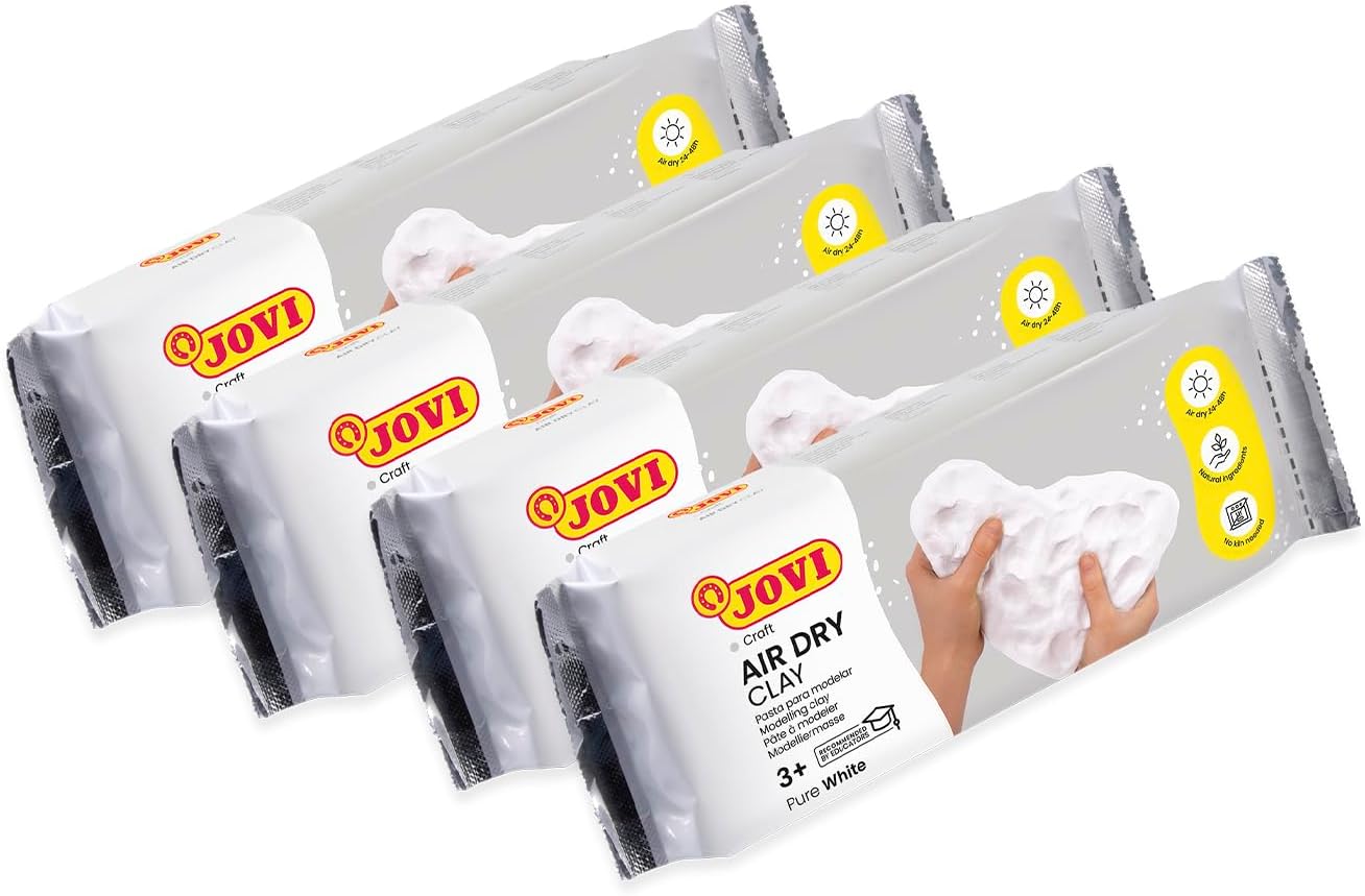 Jovi - Air Dry Clay, Set of 4 Units, 2.2lb Each, Total of 8.8lb, White