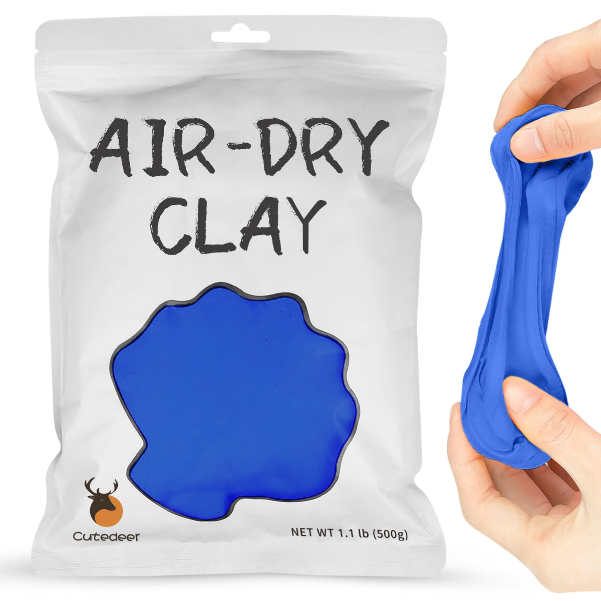 Cutedeer White Air Dry Clay, 1.1lb Foam Modeling Clay, Soft Squishy Molding for Kids Adults, Arts & Crafts Project Slime Supplies(1.1lb - 1 Pack, White)