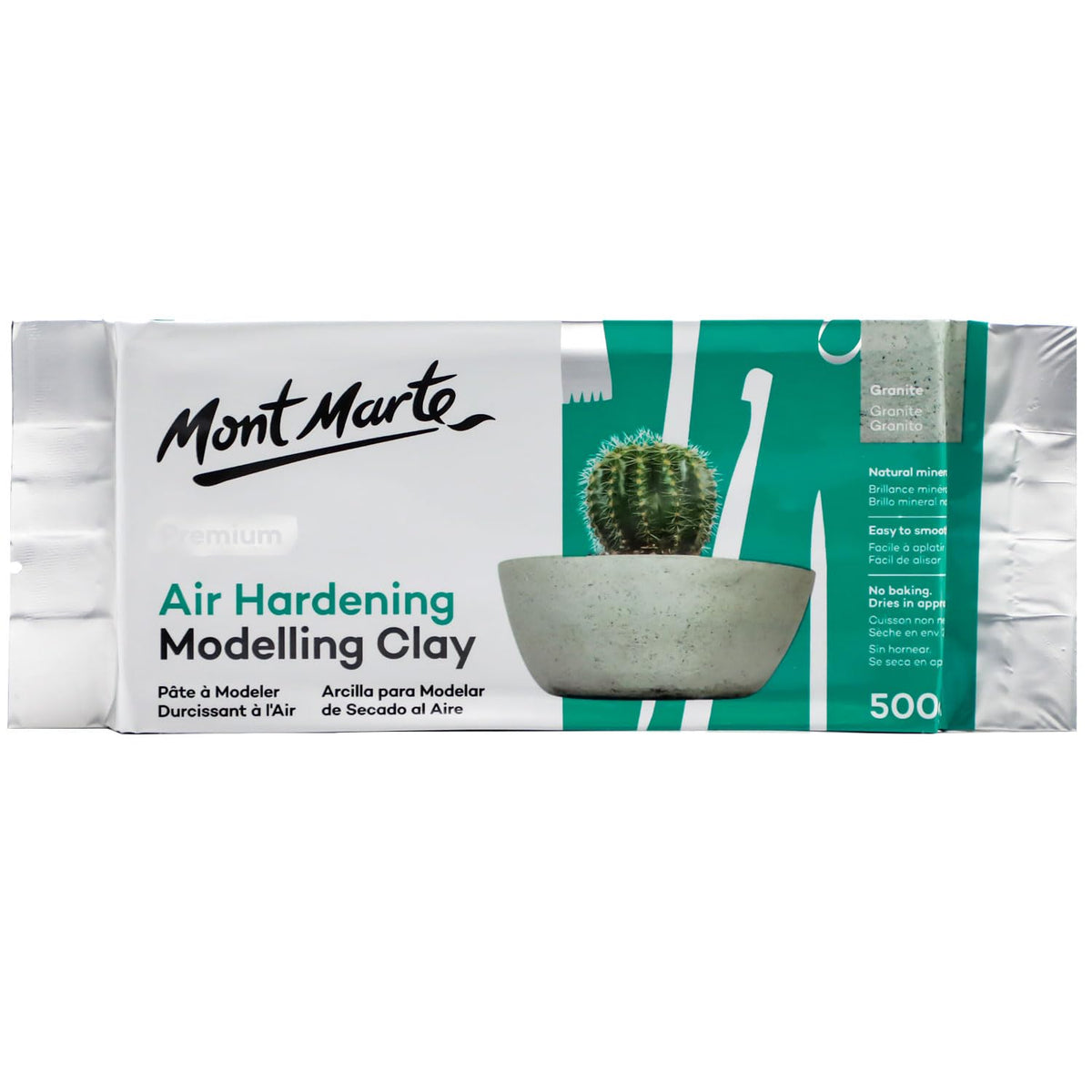 Mont Marte Grey Air Hardening Modeling Clay, 500g (1.1lb). Dries in Approximately 24 Hours. Suitable for Sculptors and Modelers of All Skill Levels.