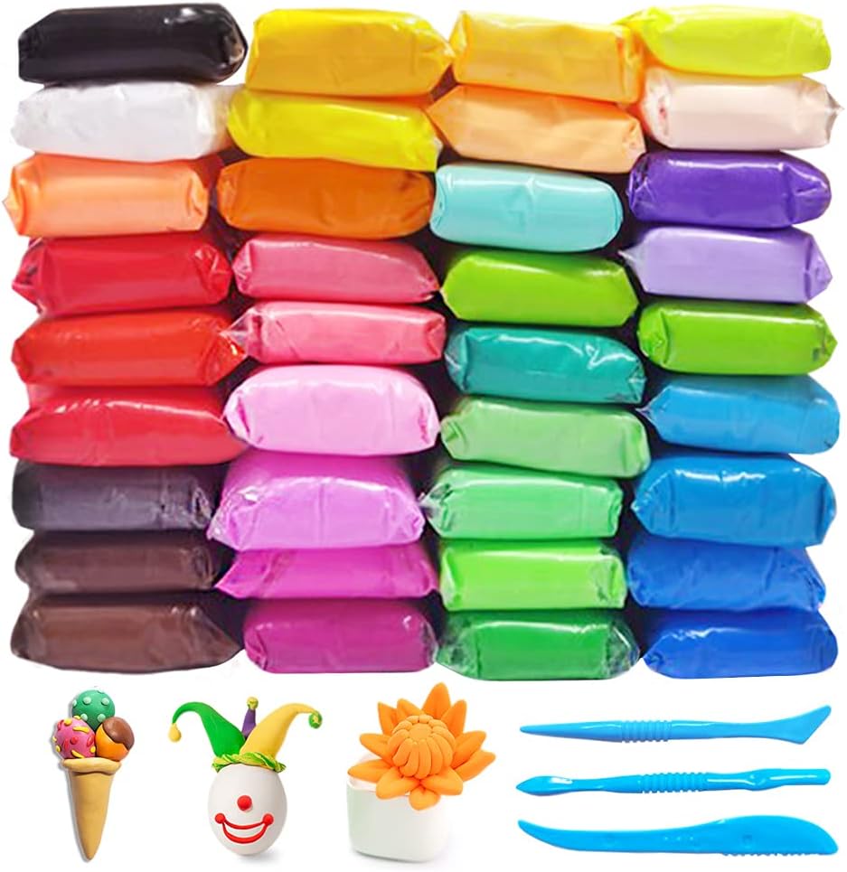 Xuyyicao 36 Colors Air Dry Clay,Magic Modeling Clay with Tools,Ultra Light DIY Modeling Clay for Kids,Children,DIY Crafts,Creative Art Crafts
