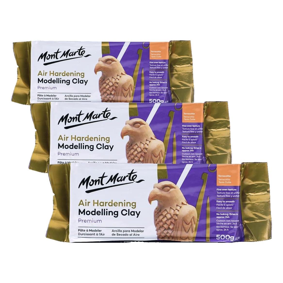 Mont Marte Grey Air Hardening Modeling Clay, 500g (1.1lb). Dries in Approximately 24 Hours. Suitable for Sculptors and Modelers of All Skill Levels.