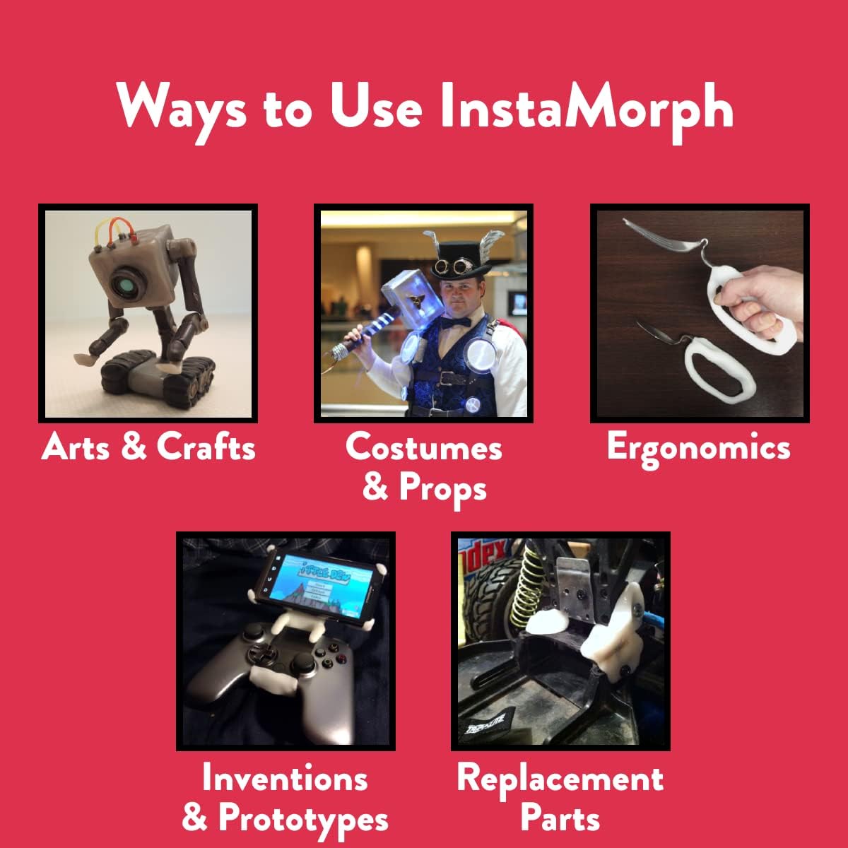 InstaMorph Reusable Moldable Plastic for Crafts,Sculpting,Cosplay,More 3oz