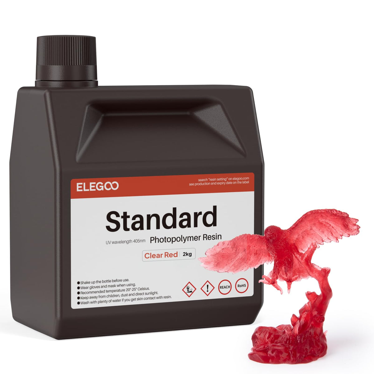 ELEGOO 8K Standard Photopolymer 3D Printer Resin Red Clay 1000g