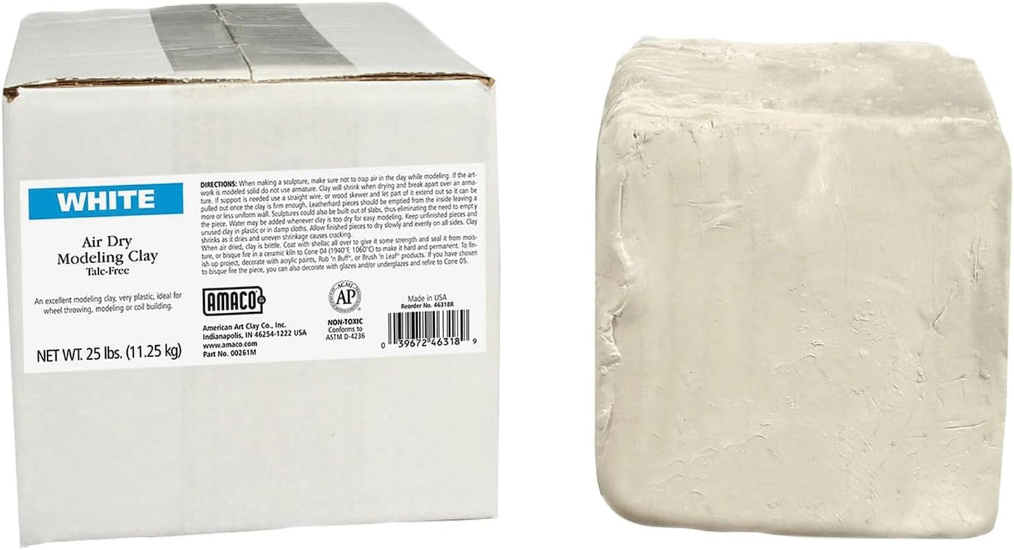 AMACO AMA46318R Air Dry Clay, 25 lbs. , White (Color may vary)