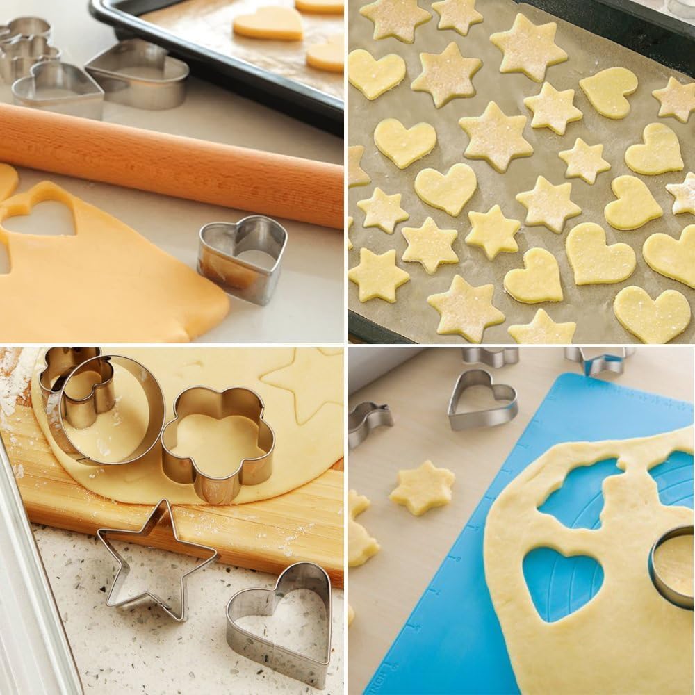 YomiFamily 30Pcs Mini Cookie Cutter Set with Box, 3 Sizes Per Shape