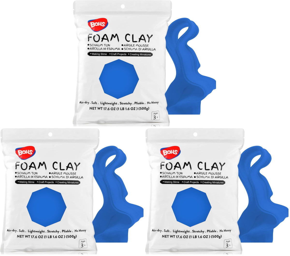 BOHS Foam Clay, White Air Dry Modeling Clay, 1.1 lb
