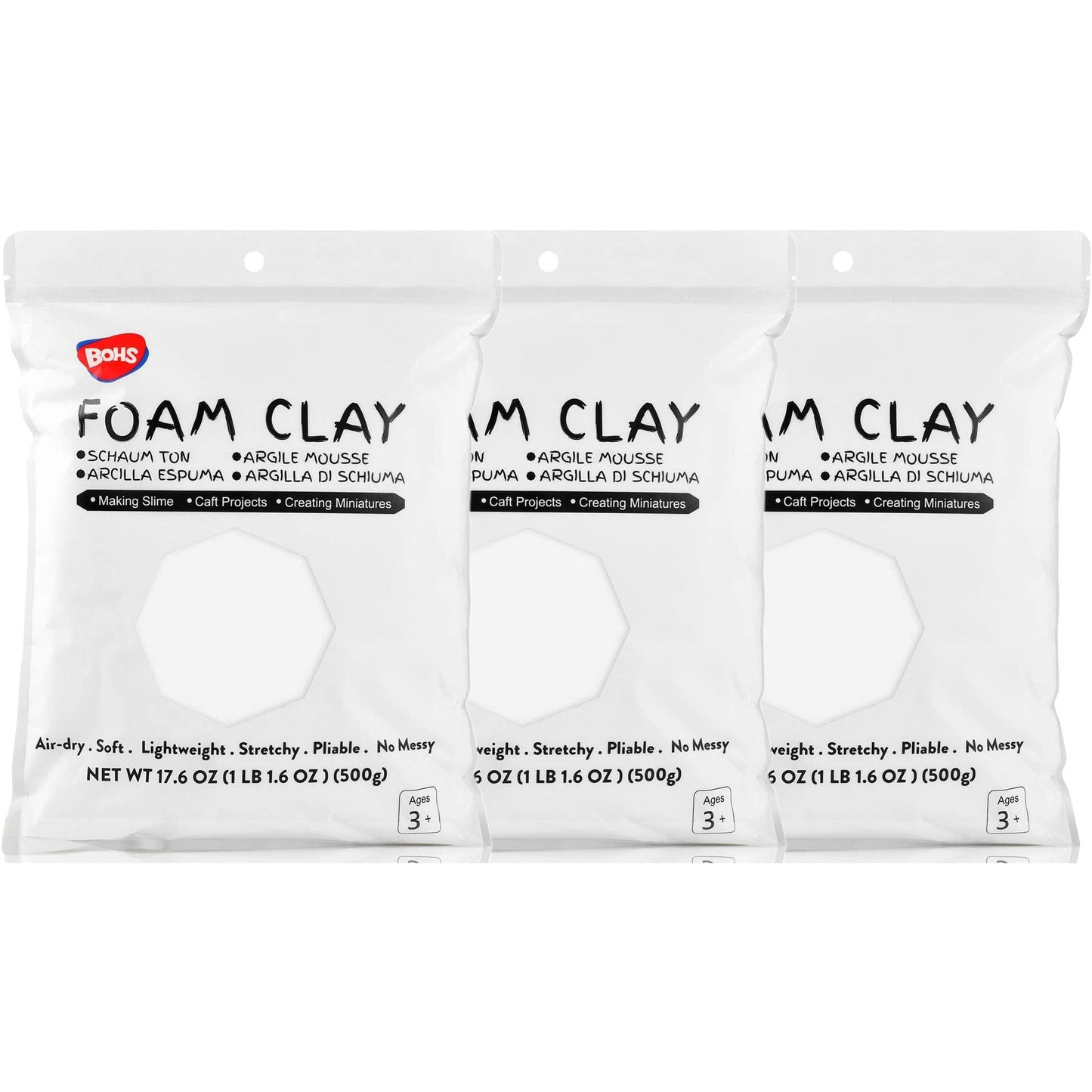 BOHS Foam Clay, White Air Dry Modeling Clay, 1.1 lb