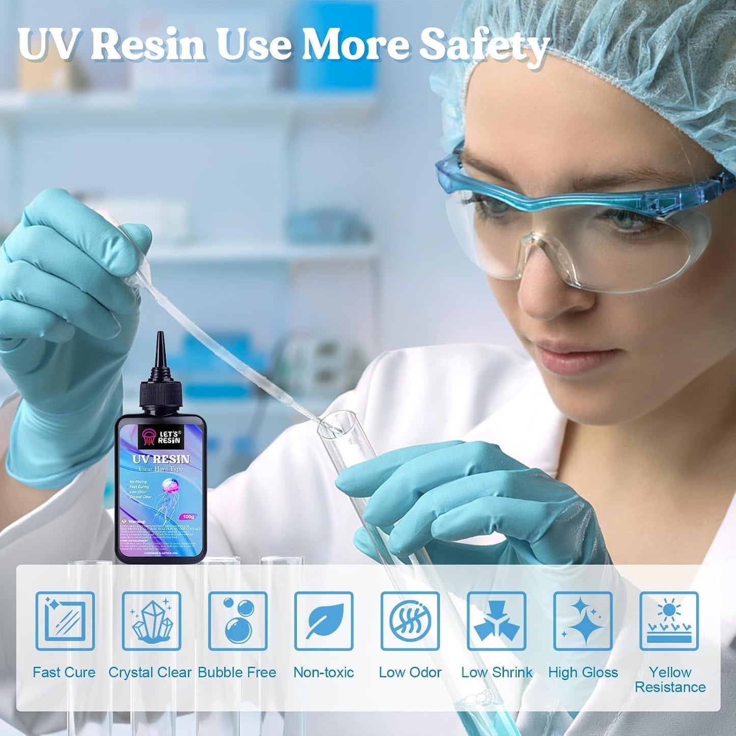 LET'S RESIN UV Resin, 300g Hard Resin Kit for Craft, Casting, Silicone Mold