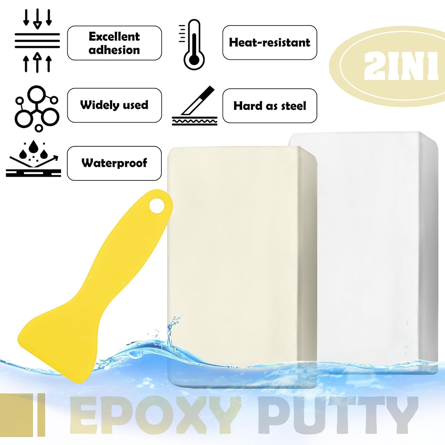 Epoxy Putty - 10oz Fast Repair Multipurpose Clay, Strong Adhesion Epoxy Filler Putty for Fixing Leaks, Cracks, Filling - 2 Part Epoxy Sculpt Clay for Bonding Metal, Tile, Ceramics, Plastic (White)