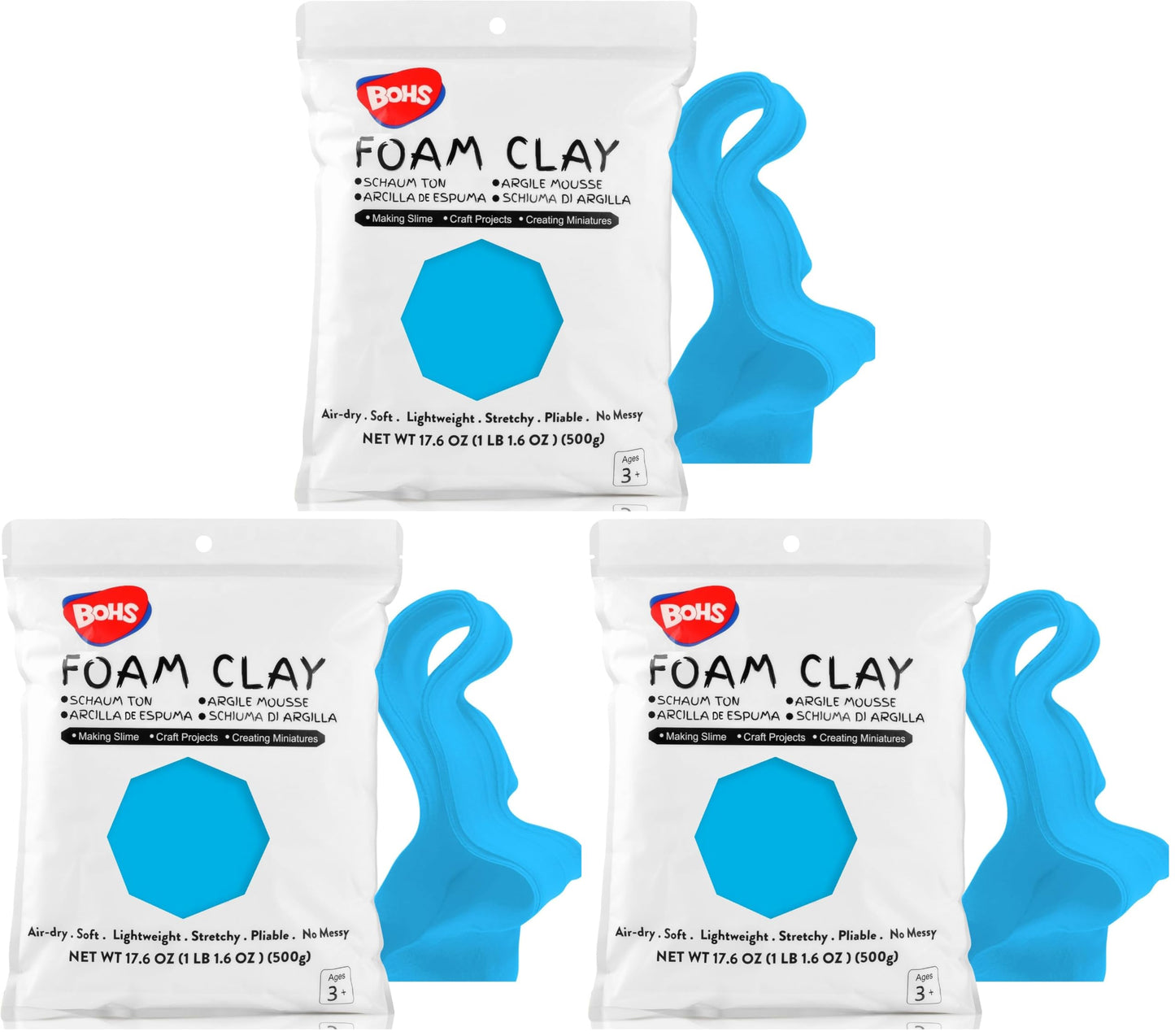 BOHS Foam Clay, White Air Dry Modeling Clay, 1.1 lb