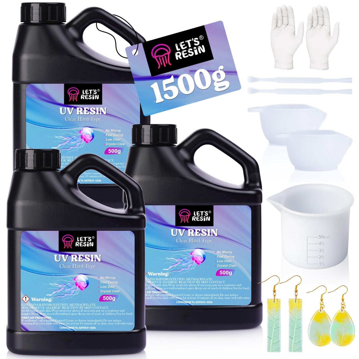 LET'S RESIN UV Resin, 300g Hard Resin Kit for Craft, Casting, Silicone Mold
