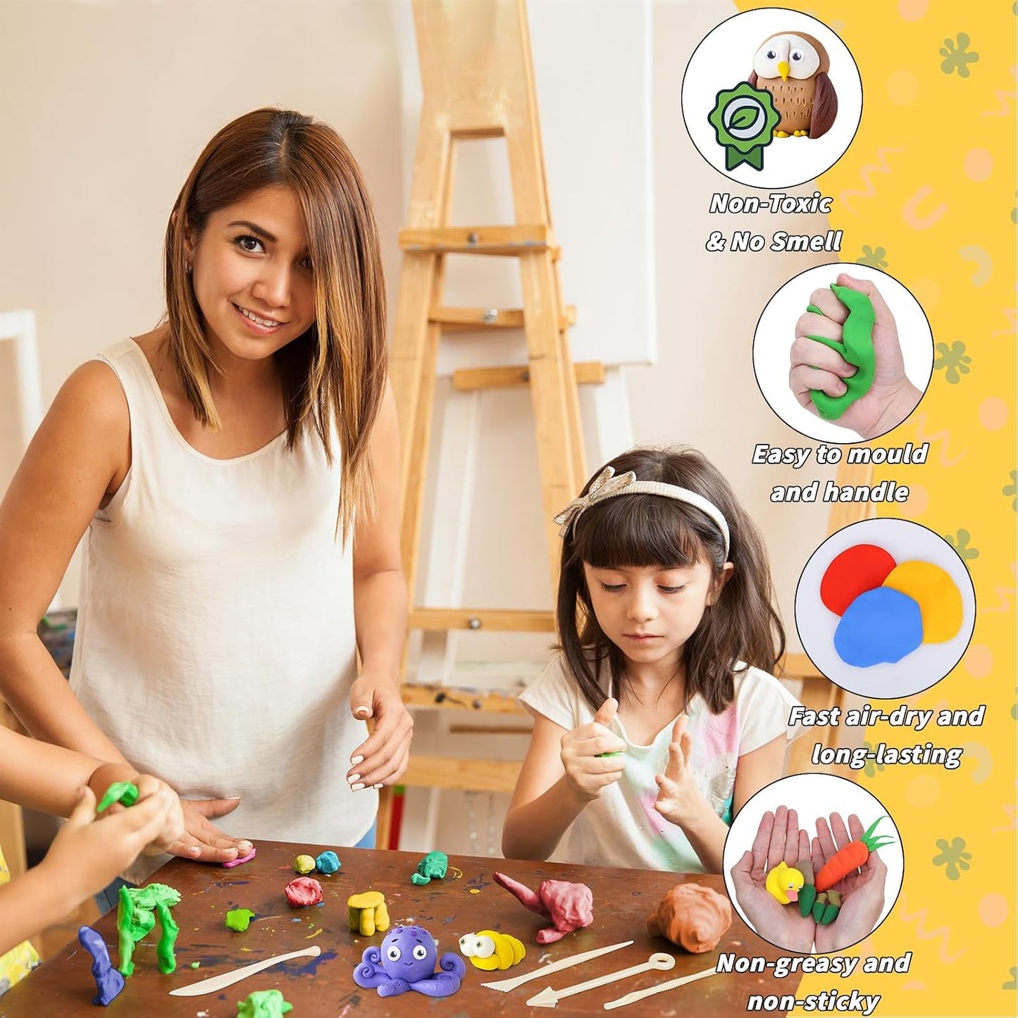254 Pcs Air Dry Clay 160 Colors Modeling Model Magic Clay for DIY Molding Starter Kit with Sculpting Tools,Ultra Light Soft Non-Toxic Arts & Crafts Gift for Boys Girls Birthday Party Favors