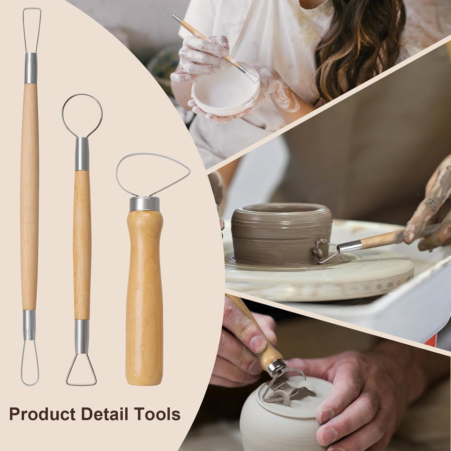Amrules 43 Pcs Polymer Clay Sculpting Tools Kit for Adults, Light Yellow
