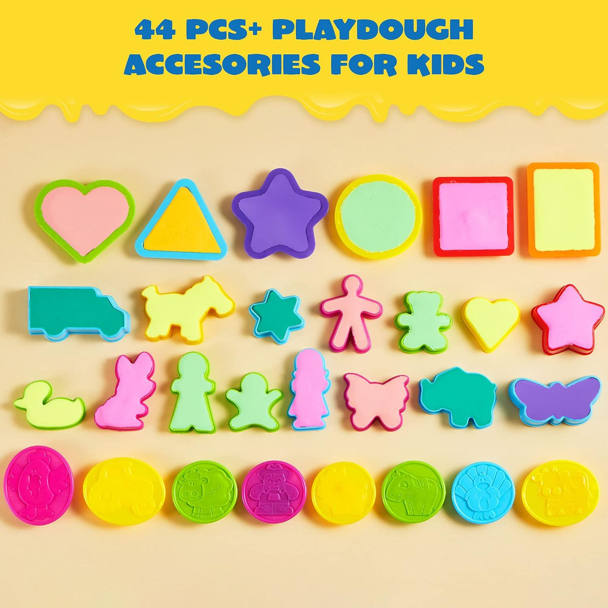 JOYIN 44 Clay Tools Set for Kids, Clay Accessories with Various Plastic Molds, Rolling Pins, Cutters, Gift for Boys Girls