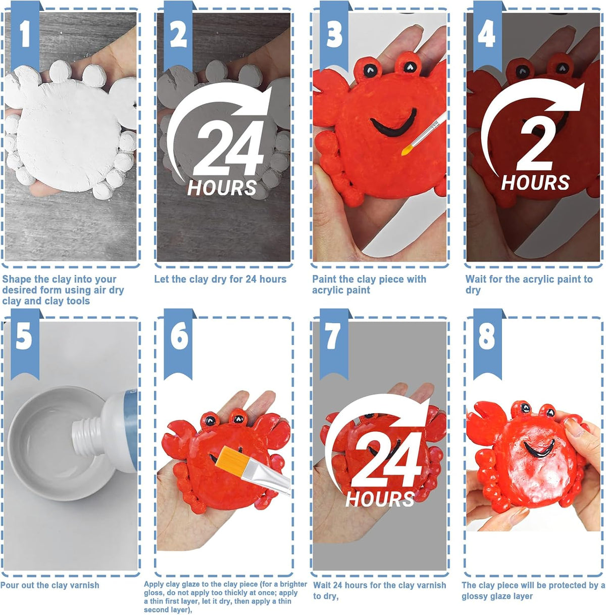 EIGTWEN 20pcs Air Dry Clay for Adults Kit, Full Tools, Ideal for Beginners