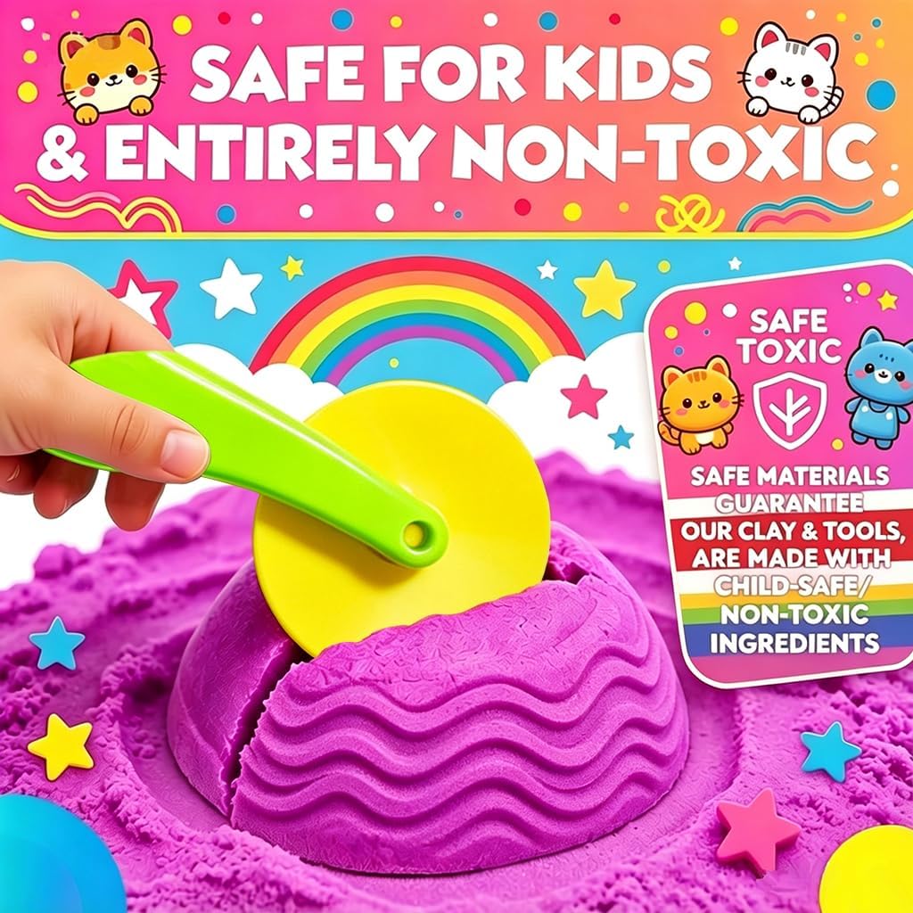 Dough and Clay Play Tools Kit for Kids, Modeling Clay Accessories for Toddlers, Animal Cutters with DIY Rollers & Safety Scissors, Dough Extruder Easy Squeeze for Kids, Ideal Home Play & Baking Set