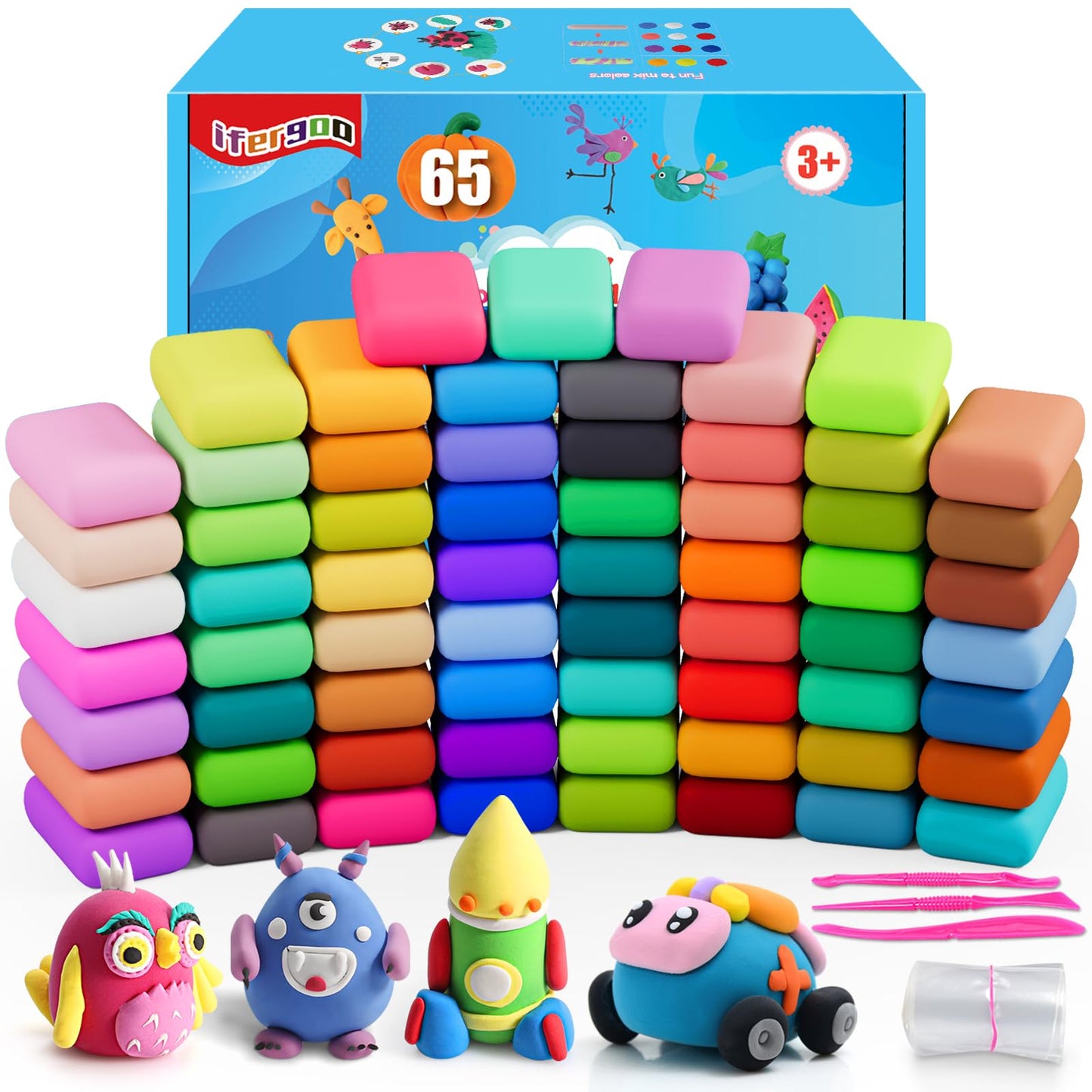 ifergoo Air Dry Clay, 36 Colors Magic Foam DIY Molding Clay for Slime
