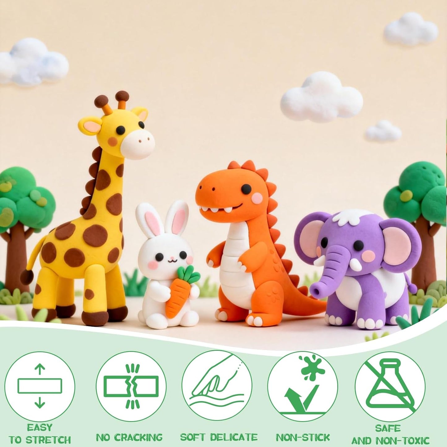 36 PCs Air Dry Clay Kit for Kids Age 3-12 with 3 Sculpting Tools 36 Colors