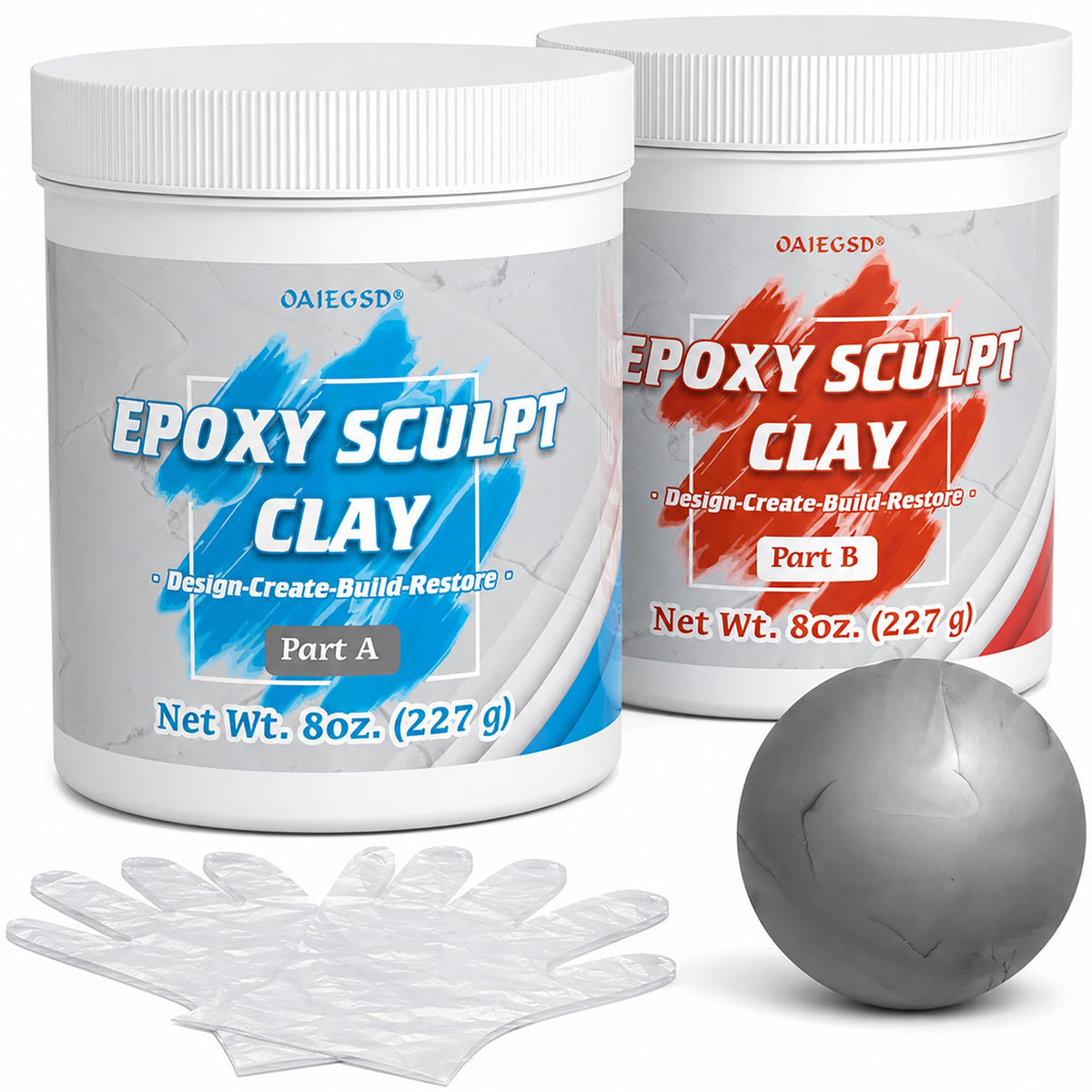 1 lb White Epoxy Putty Sculpt Clay, 2 Part Self Hardening Modeling Clay
