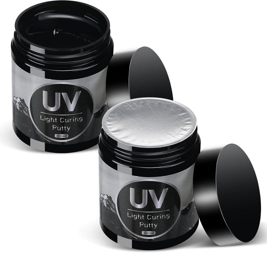 Lounsweer 200g UV Light Curing Putty Resin Clay 3D Print Repair Filler Fast Curing for 3D Crafts Model Kits Fix Nicks Scratches Cracks Quickly(200g, Clear)