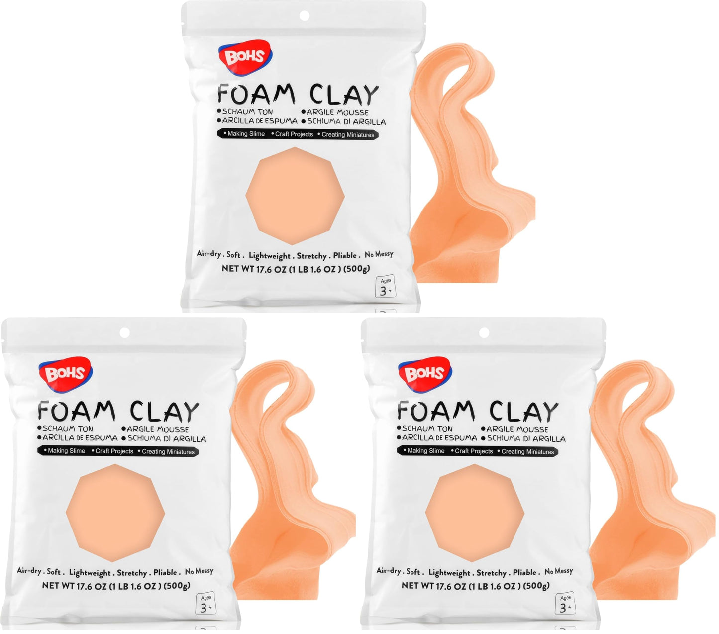 BOHS Foam Clay, White Air Dry Modeling Clay, 1.1 lb
