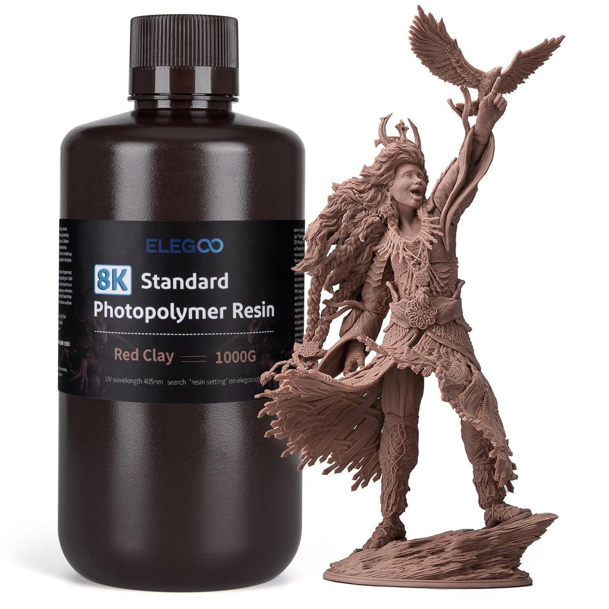 ELEGOO 8K Standard Photopolymer 3D Printer Resin Red Clay 1000g