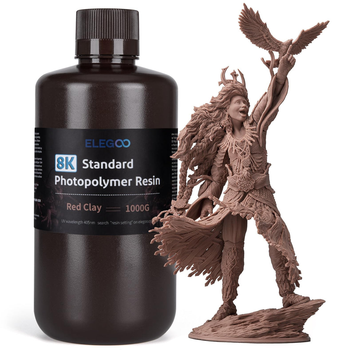 ELEGOO 8K Standard Photopolymer 3D Printer Resin Red Clay 1000g