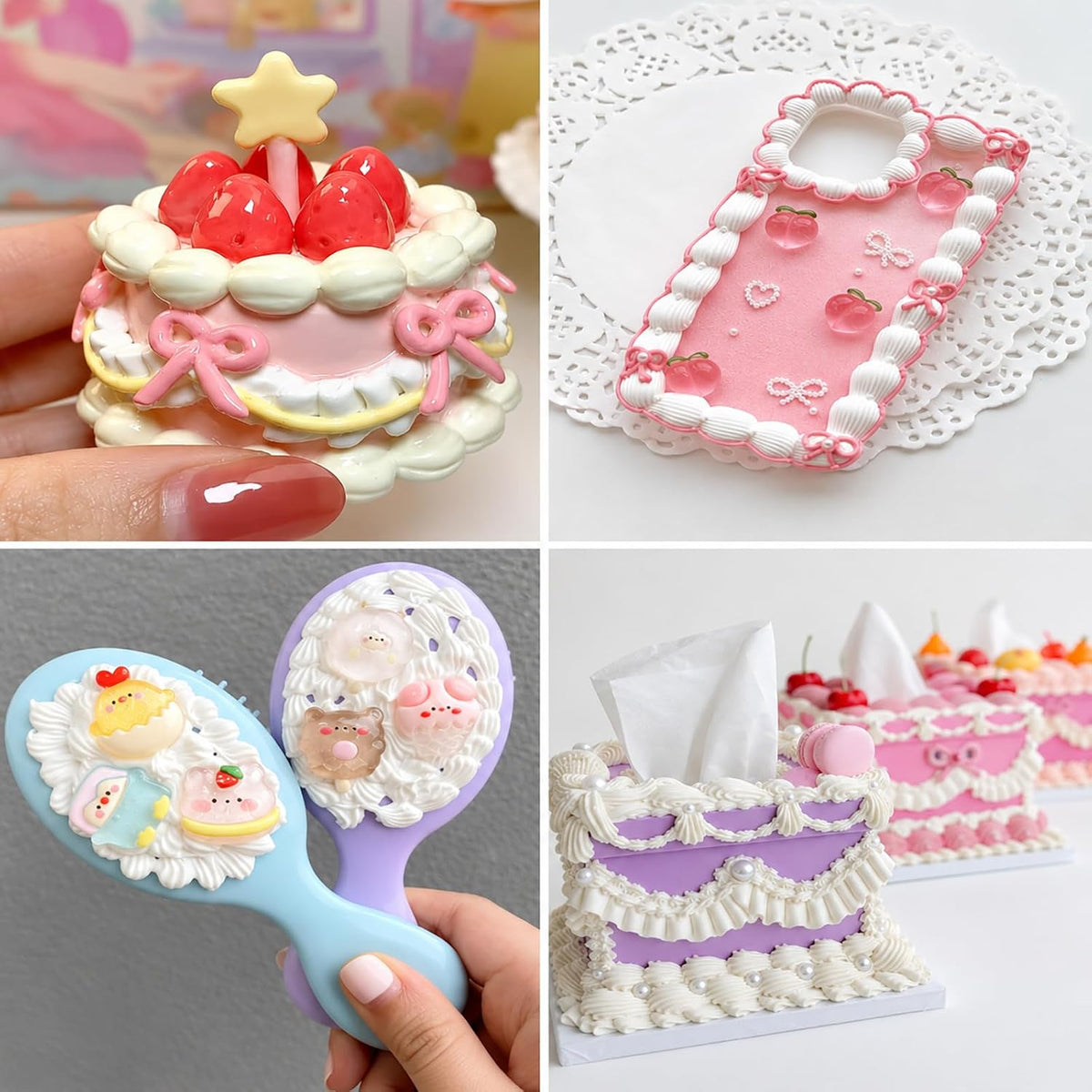 8 PCS Decoden Cream Glue Clay Set with Piping Tips for DIY Art Craft