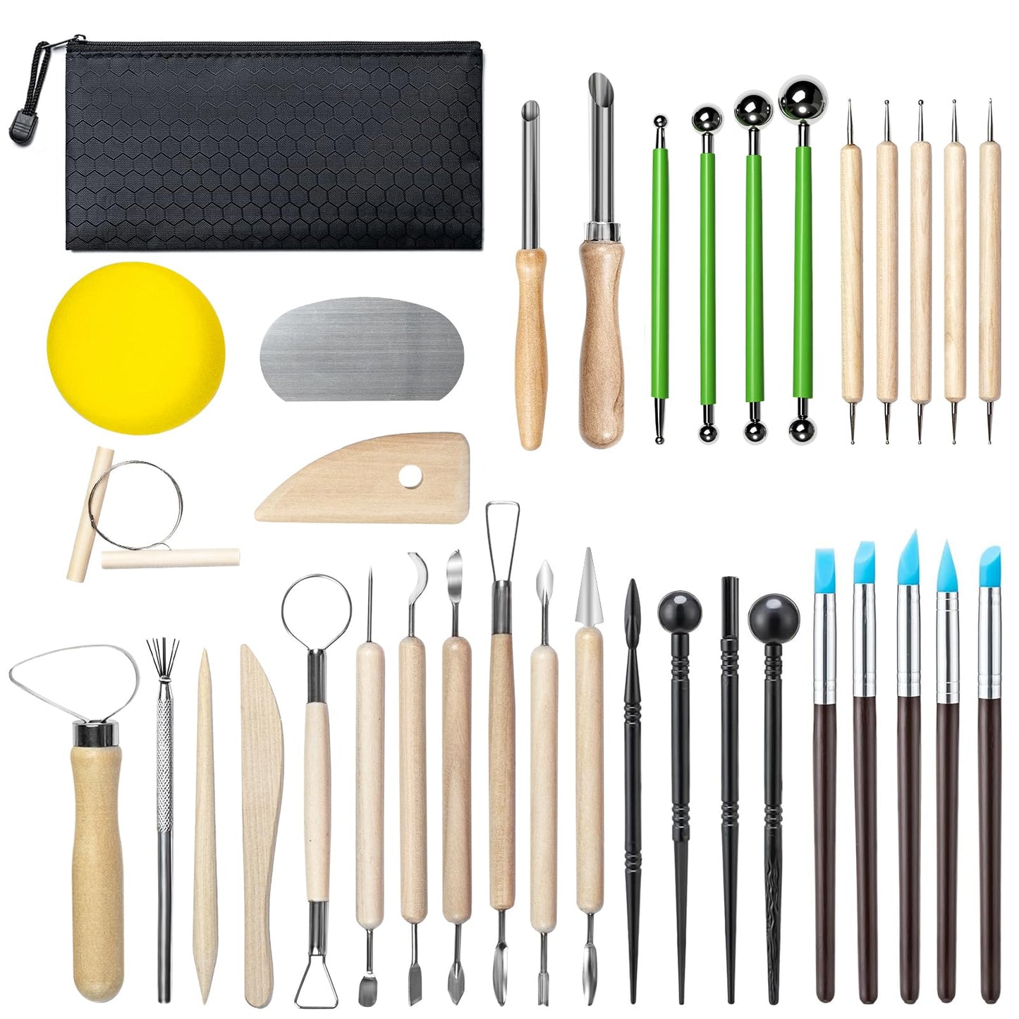 42 PCS Clay Tool, Clay Sculpting Tools Kit, Pottery Tools Can be Used for Stippling, Carving, Molding, and Shaping Clay Crafts, for Beginners, Hobbyists, Artists