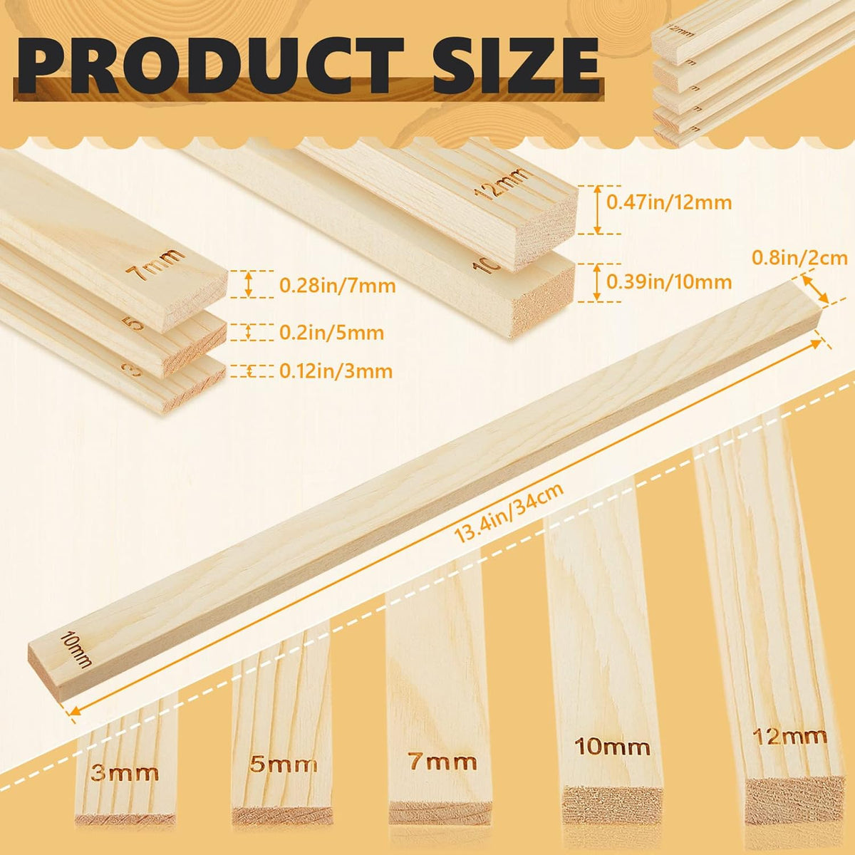 Sasylvia 10 Pcs Clay Pottery Rolling Pin Guides,5 Size,Wood Color