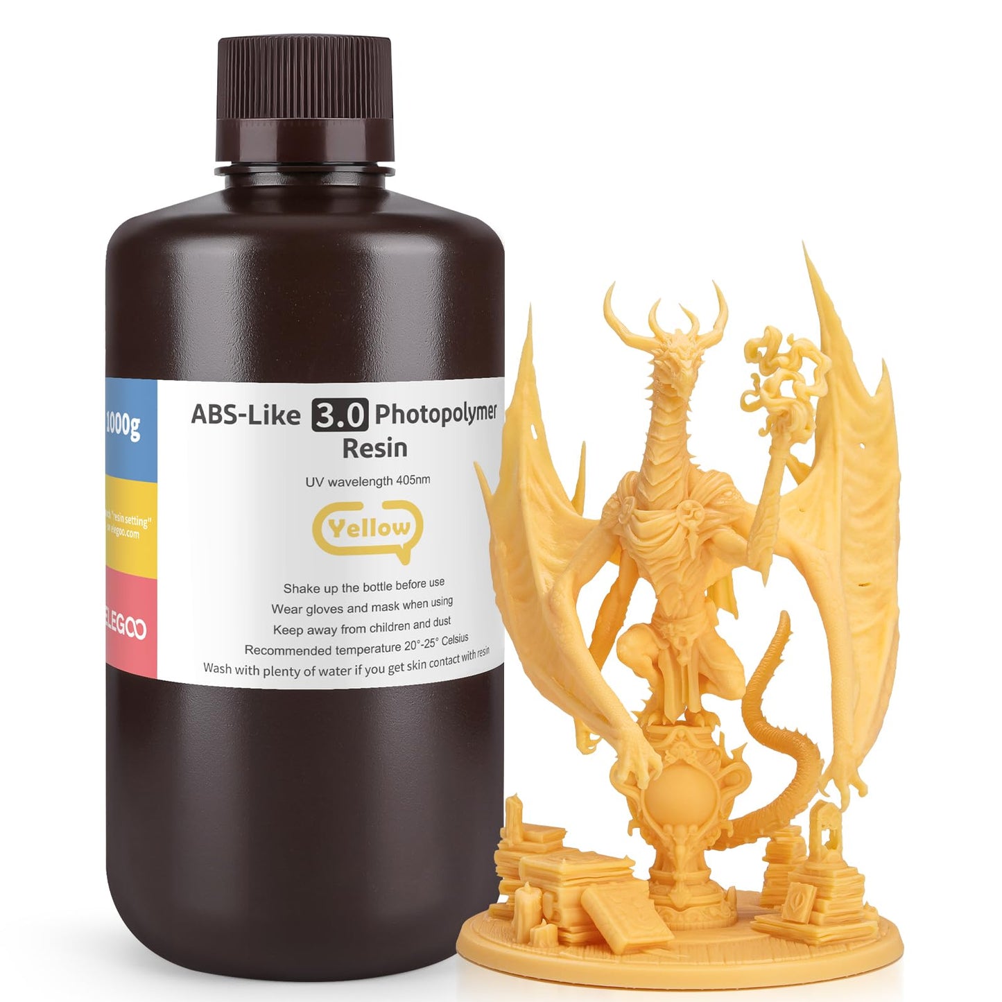 ELEGOO Upgraded ABS-Like 3D Printer 8k Resin 3.0, 405nm UV-Curing LCD Resin High Precision Fast Curing Non-Brittle Photopolymer Resin for LCD Printing Red Clay 2KG