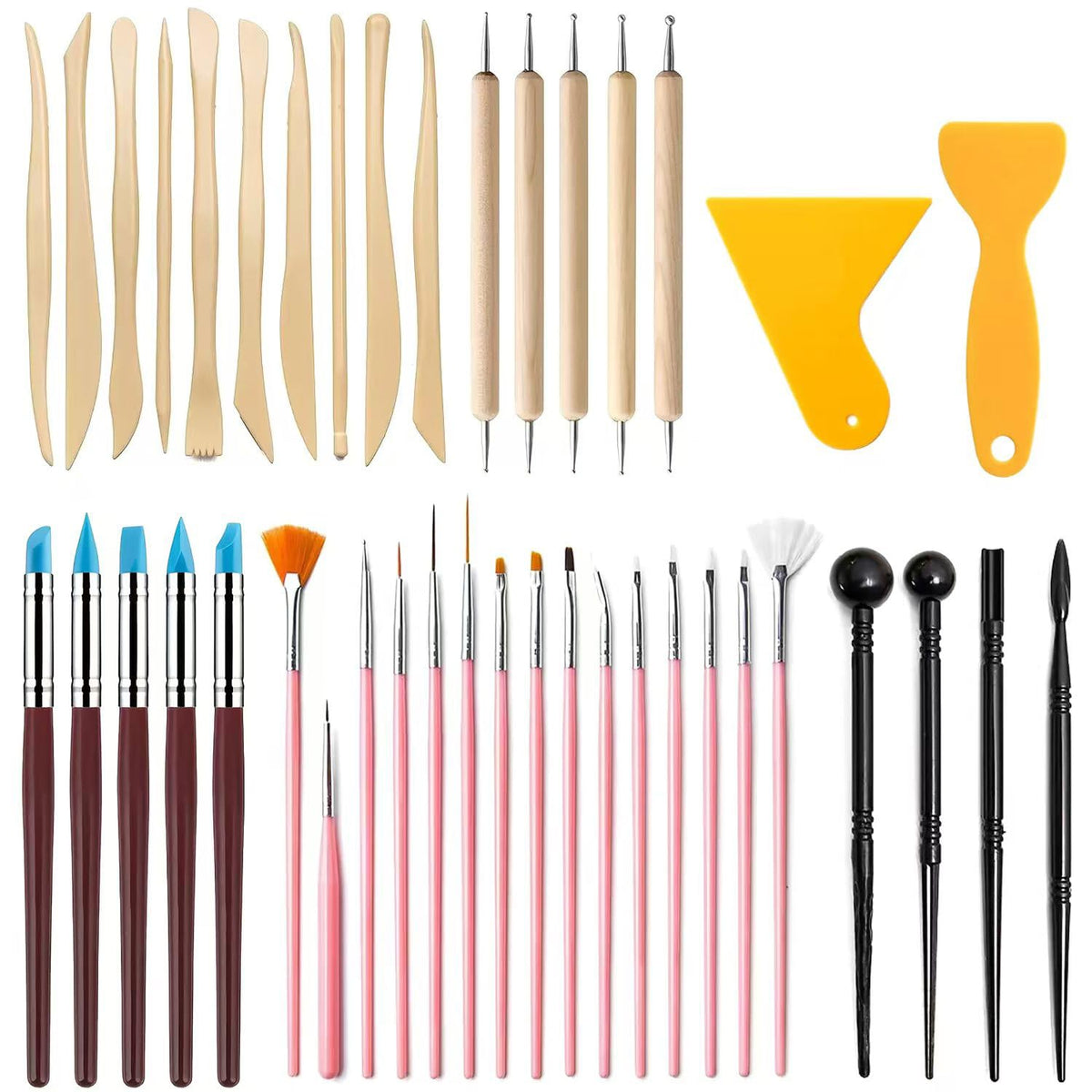 19 PCS Clay Sculpting Tools Set, Pink Air Dry Clay Tool, Polymer Clay Tool Kit, Dotting Tools, Dot Painting Tools, Clay Pottery Carving Tools for DIY Crafts Embossing Modeling