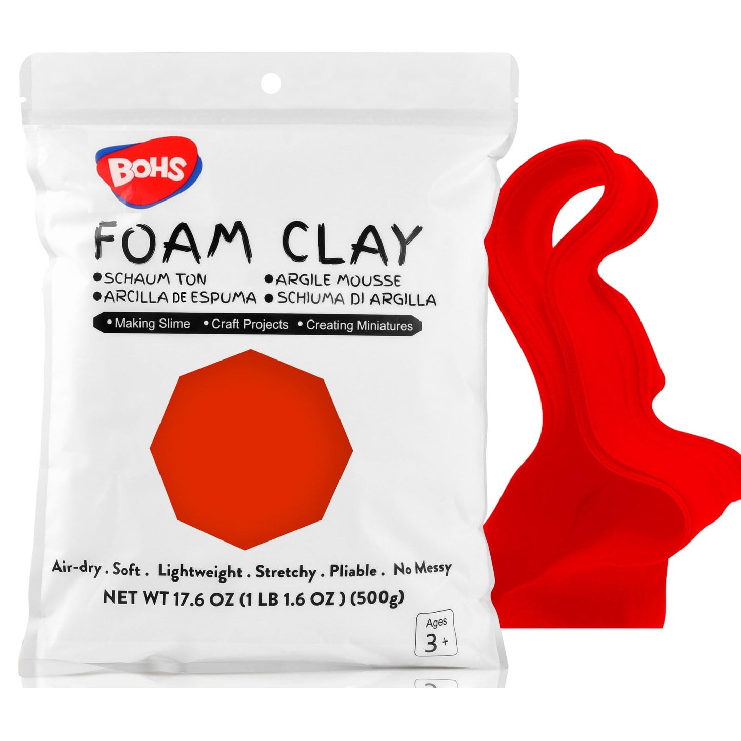 BOHS Foam Clay, White Air Dry Modeling Clay, 1.1 lb
