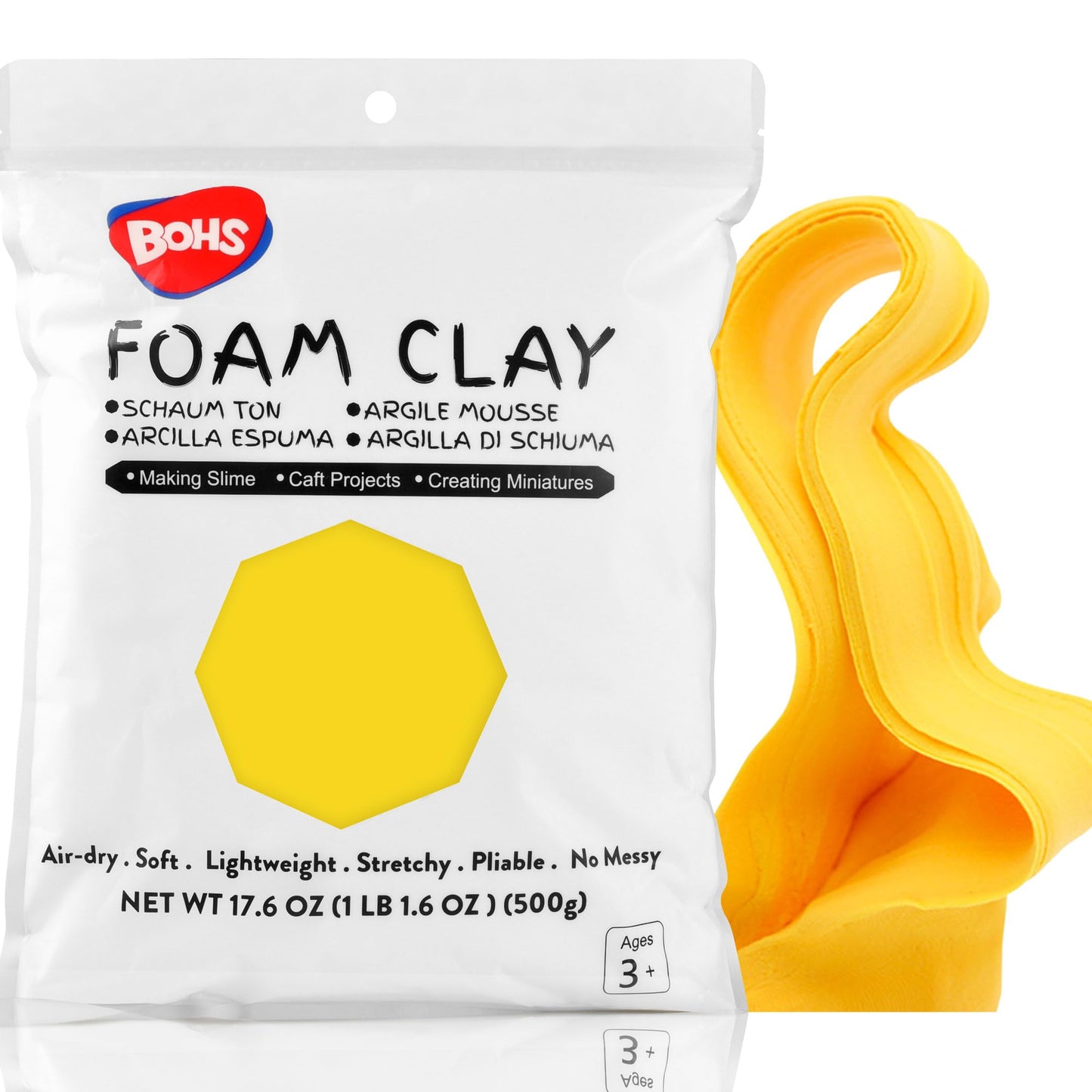 BOHS Foam Clay, White Air Dry Modeling Clay, 1.1 lb