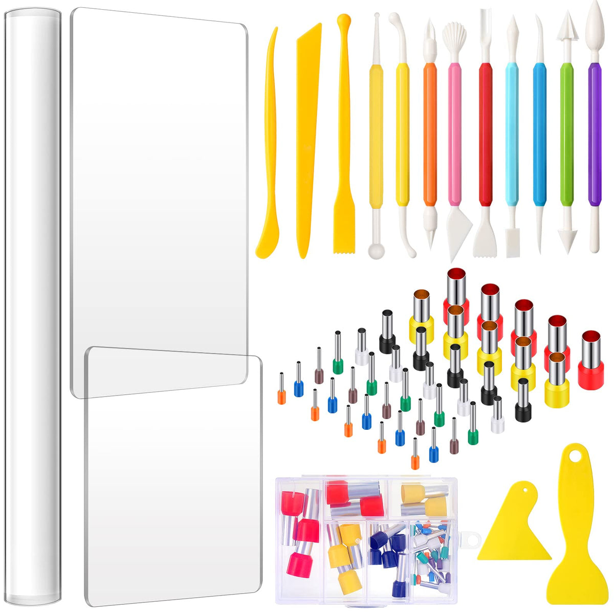 Honoson 23 Pcs Clay Sculpting Tools Set with Roller Cutters,Colorful