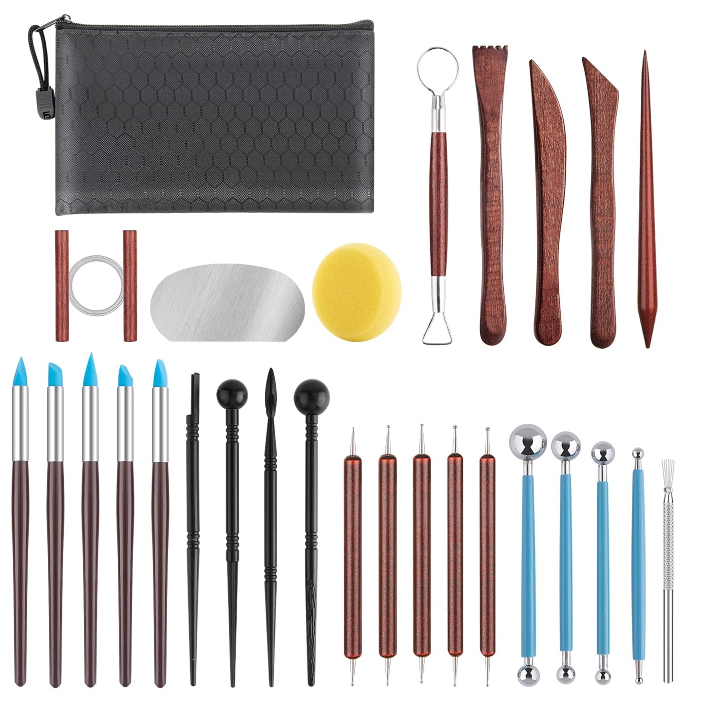 48PCS Pottery Tools Kit for Sculpting, Clay Carving Tools, Ceramic Tools for Polymer Clay, Modeling, Trimming, Molding, Shaping, Pottery Kiln, Arts Crafts Supplies, Adults, Students, Beginners, Pros