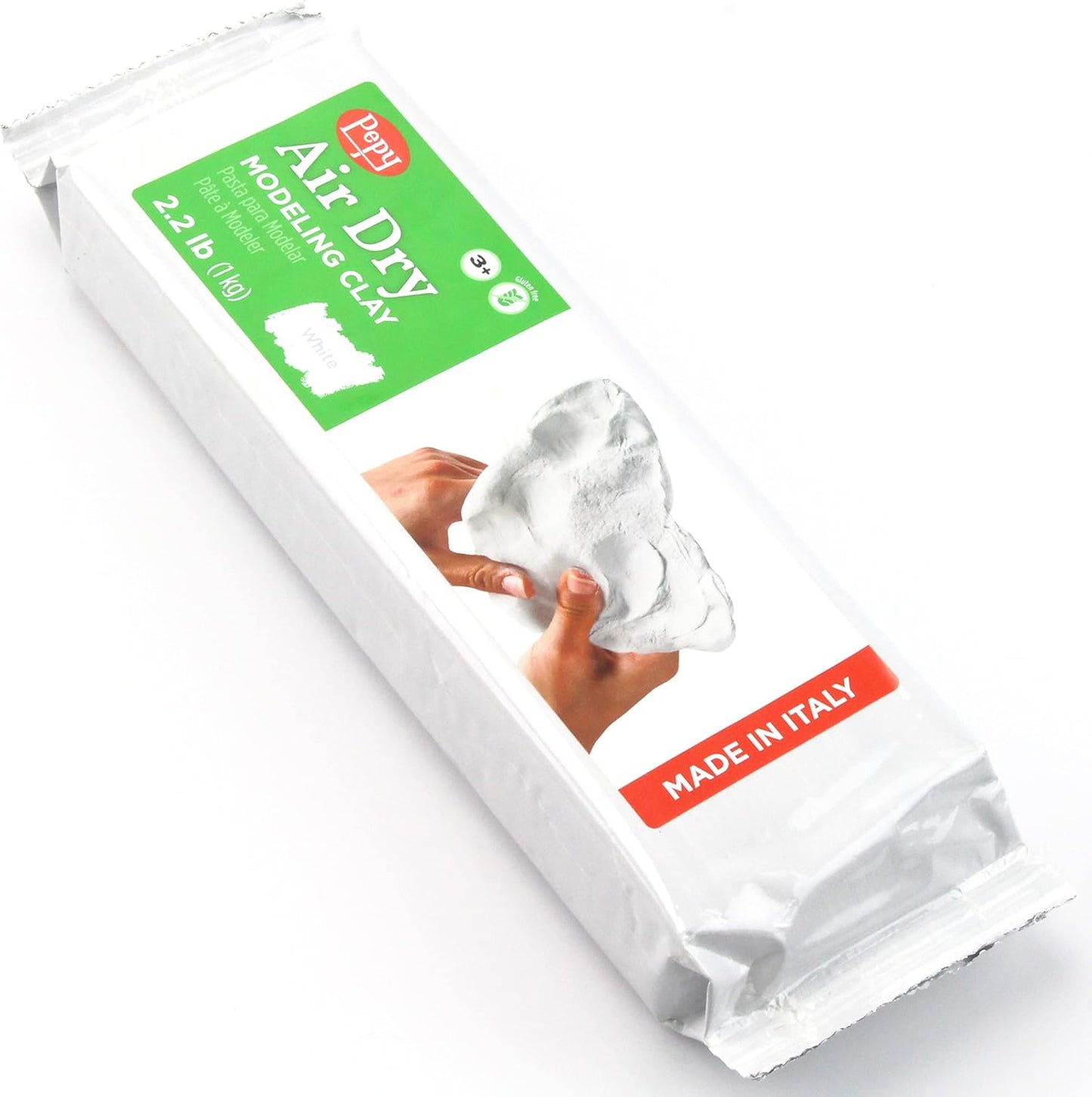 Pepy Premium European Air Dry Modeling Clay White 2.2 lb Bar, Easy to Use Air-Hardening Clay for Classroom and Montessori Sculpting and Crafts Projects