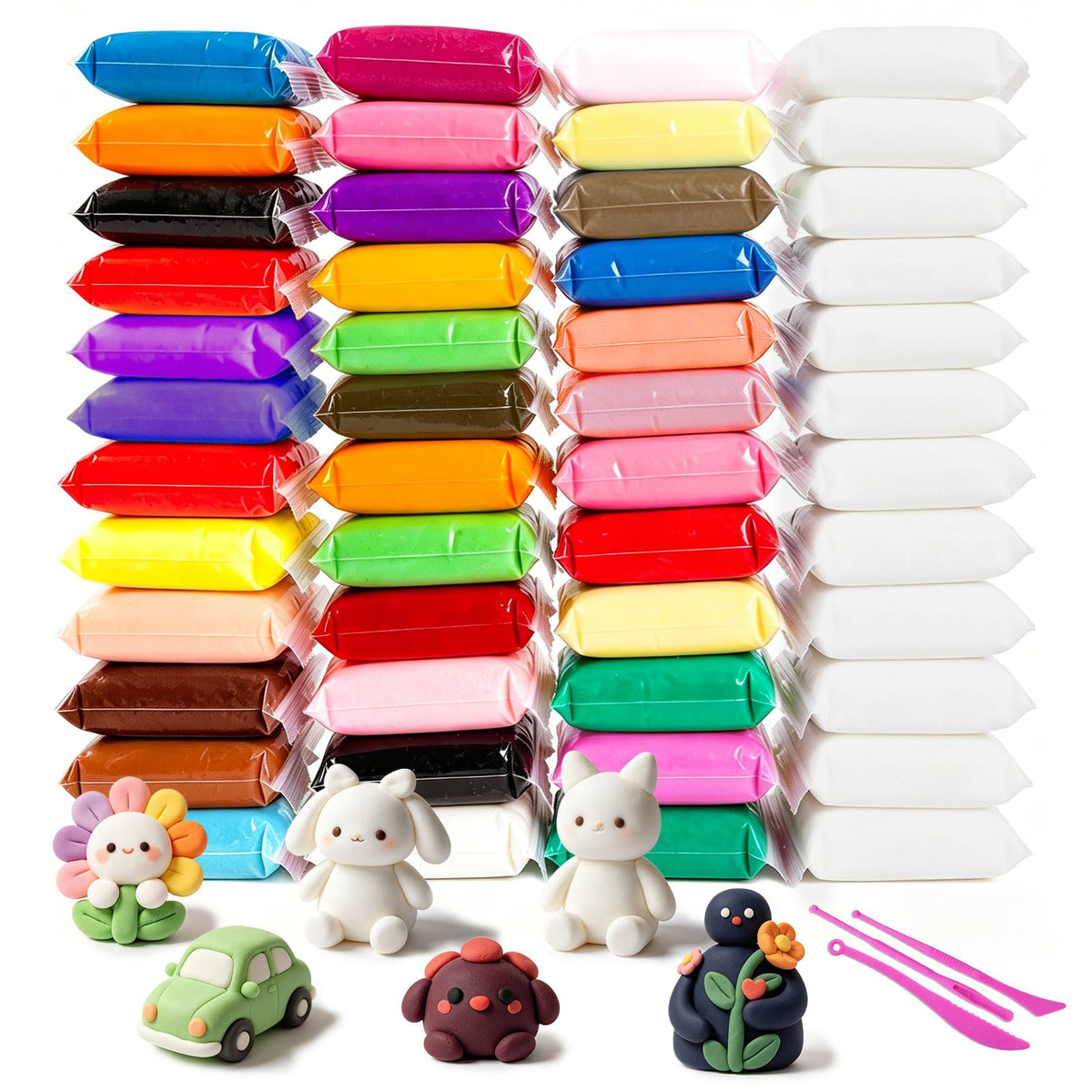 36 PCs Air Dry Clay Kit for Kids Age 3-12 with 3 Sculpting Tools 36 Colors