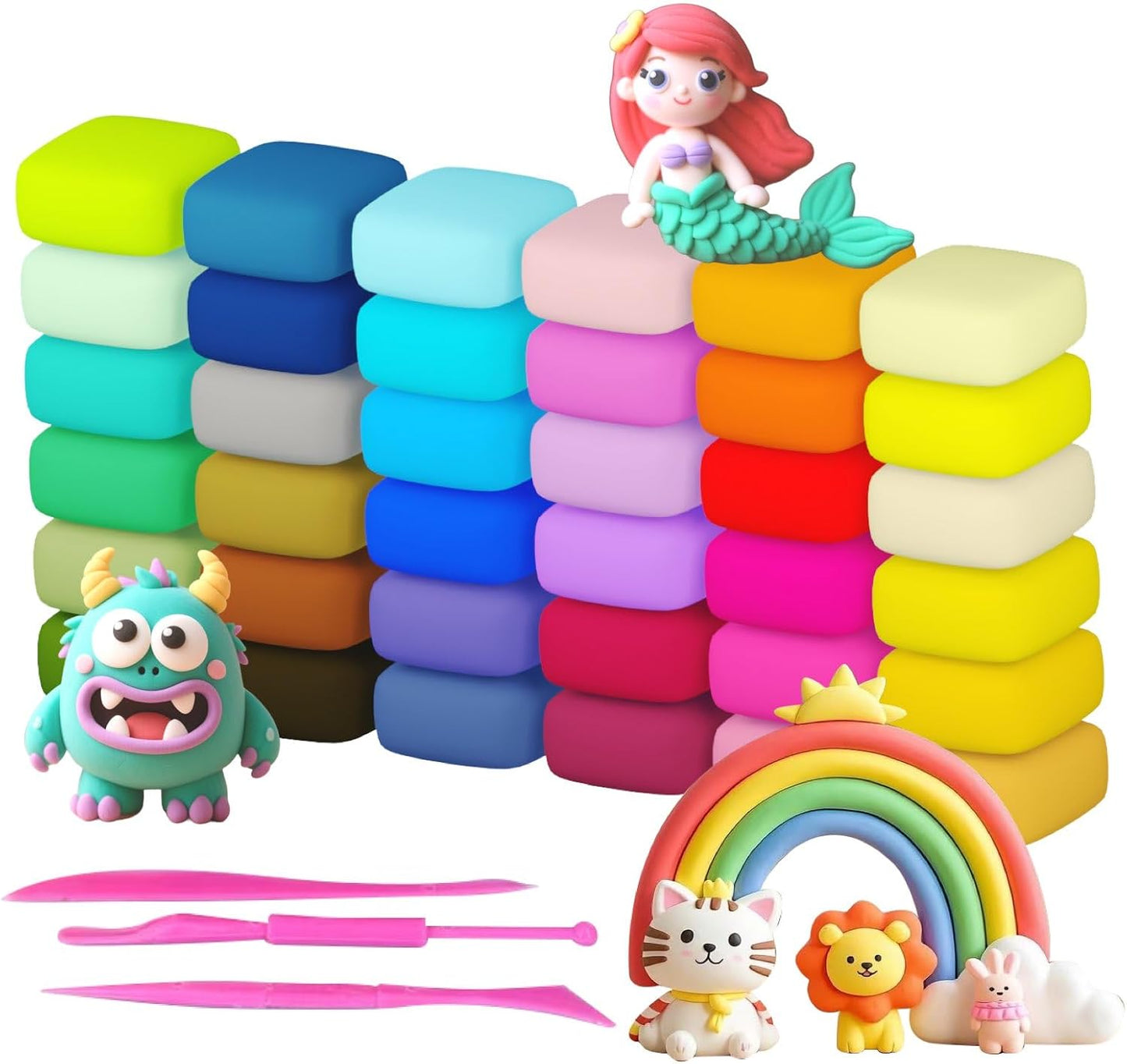 36 Colors Foam Air Dry Clay with Tools, Ultra Light Magic Modeling & Molding Clay Gift Set for Kids Adults, DIY Creative Art Crafts for Home, School