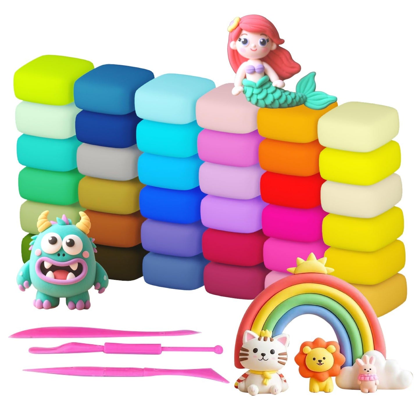 36 Colors Foam Air Dry Clay with Tools, Ultra Light Magic Modeling & Molding Clay Gift Set for Kids Adults, DIY Creative Art Crafts for Home, School