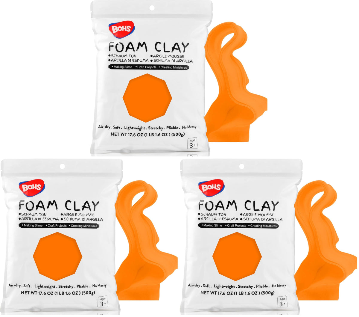 BOHS Foam Clay, White Air Dry Modeling Clay, 1.1 lb