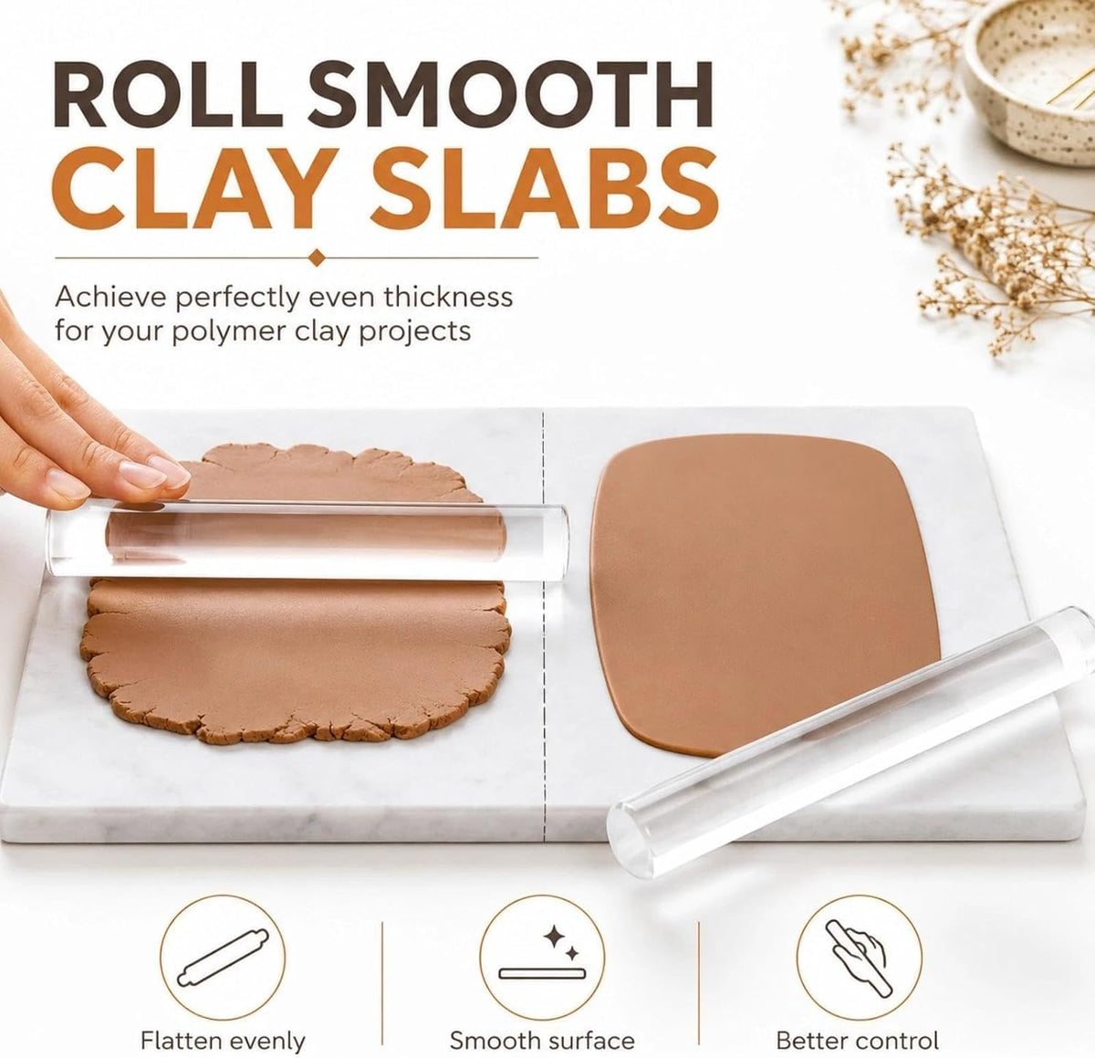 12 Pcs Polymer Clay Tools Kit, Acrylic Roller Rolling Pin Cutters