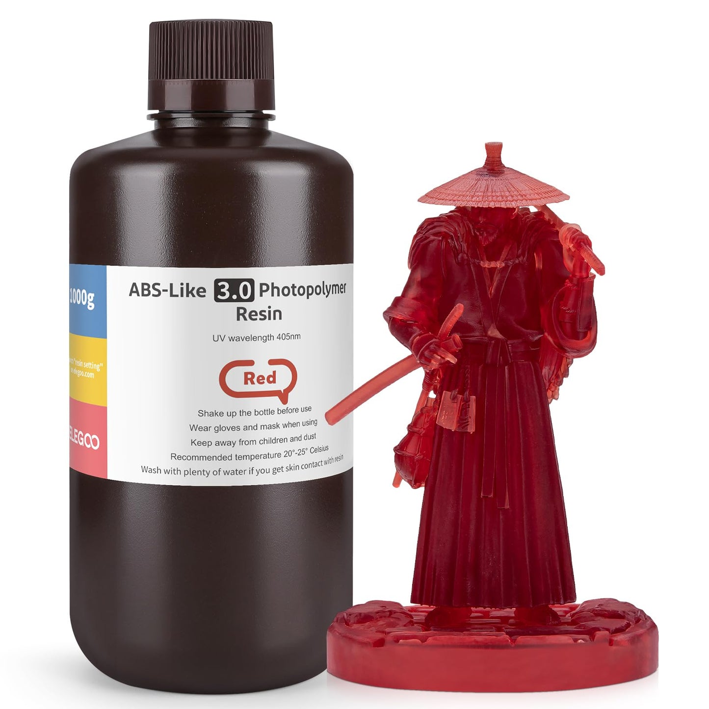 ELEGOO Upgraded ABS-Like 3D Printer 8k Resin 3.0, 405nm UV-Curing LCD Resin High Precision Fast Curing Non-Brittle Photopolymer Resin for LCD Printing Red Clay 2KG