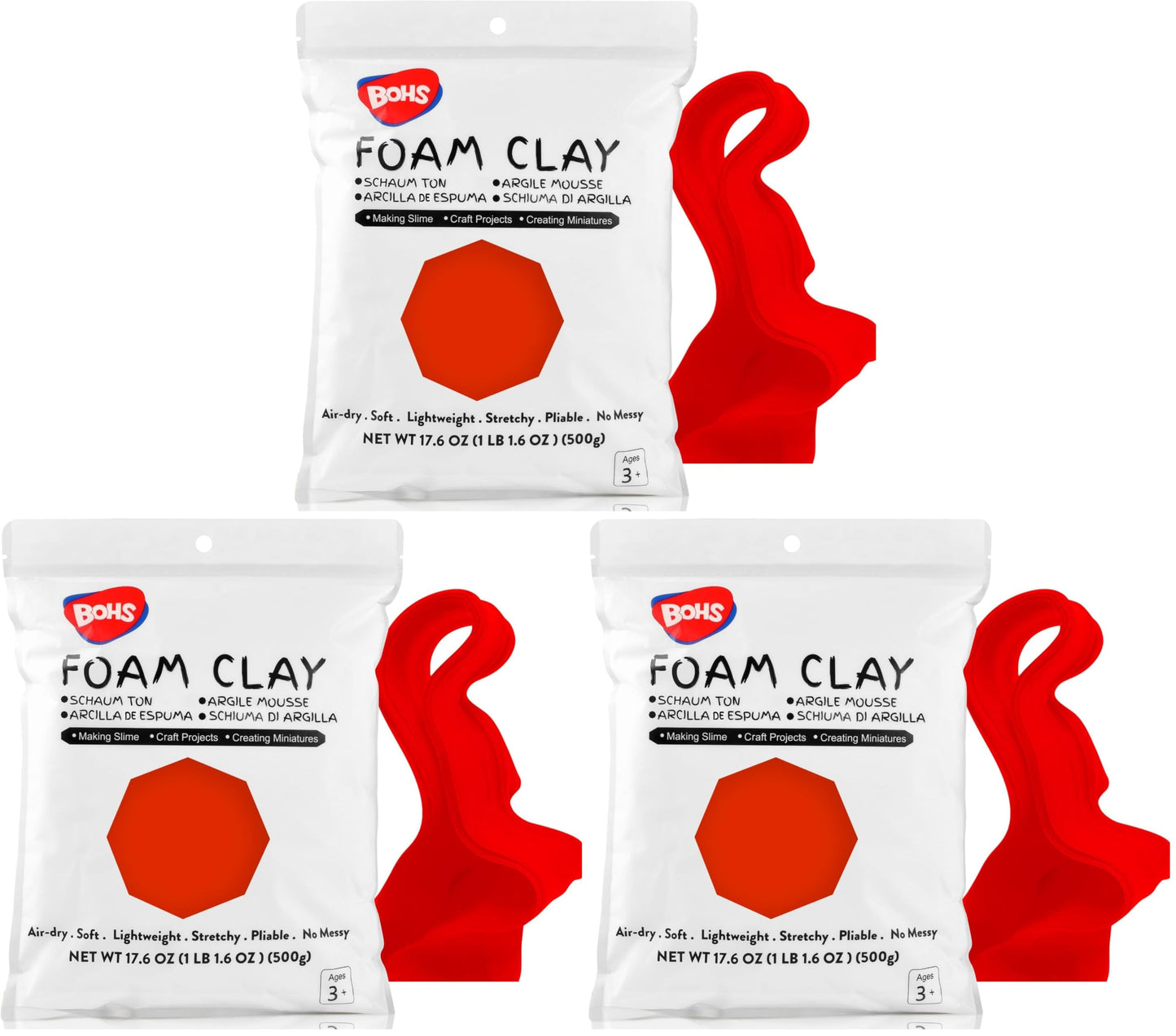BOHS Foam Clay, White Air Dry Modeling Clay, 1.1 lb