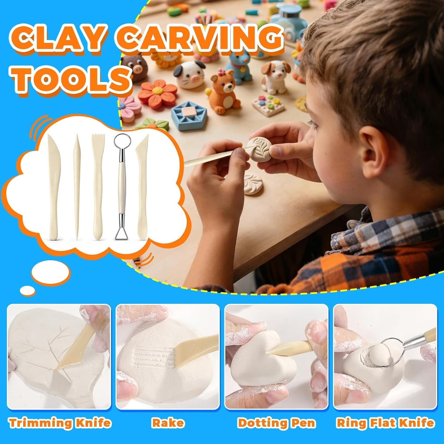 3.4FL OZ Air Dry Clay Glaze & 25pcs Tools Kit, Gloss Protective Sealant