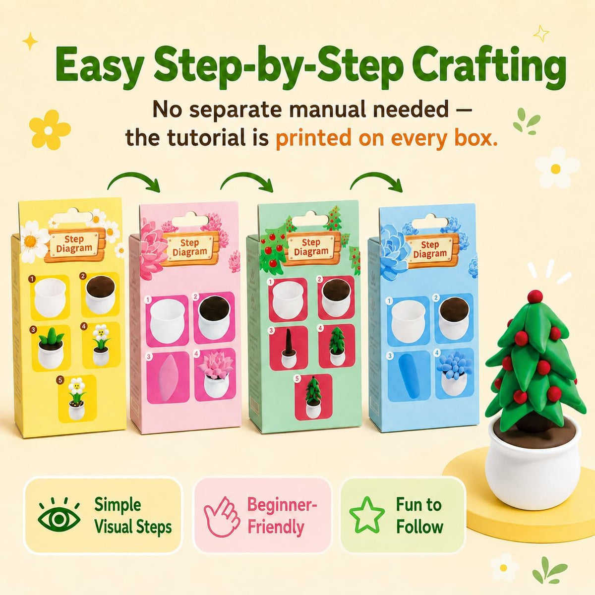 Air Dry Clay Kit for Kids, 12 Plants Modeling Magic Clay Sculpting Tools