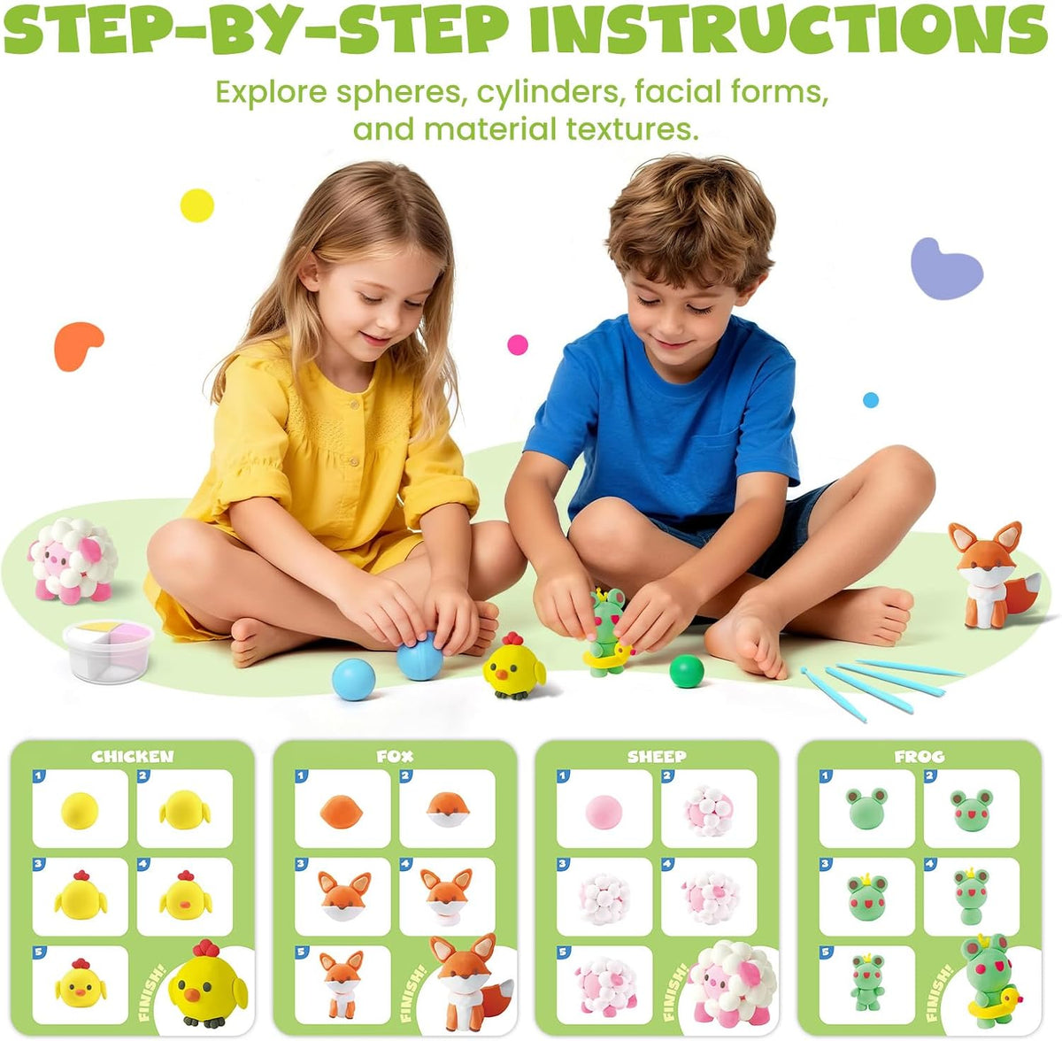 JUPITEARTH Air Dry Clay for Kids,12 Animals Theme Party Modeling Clay Set