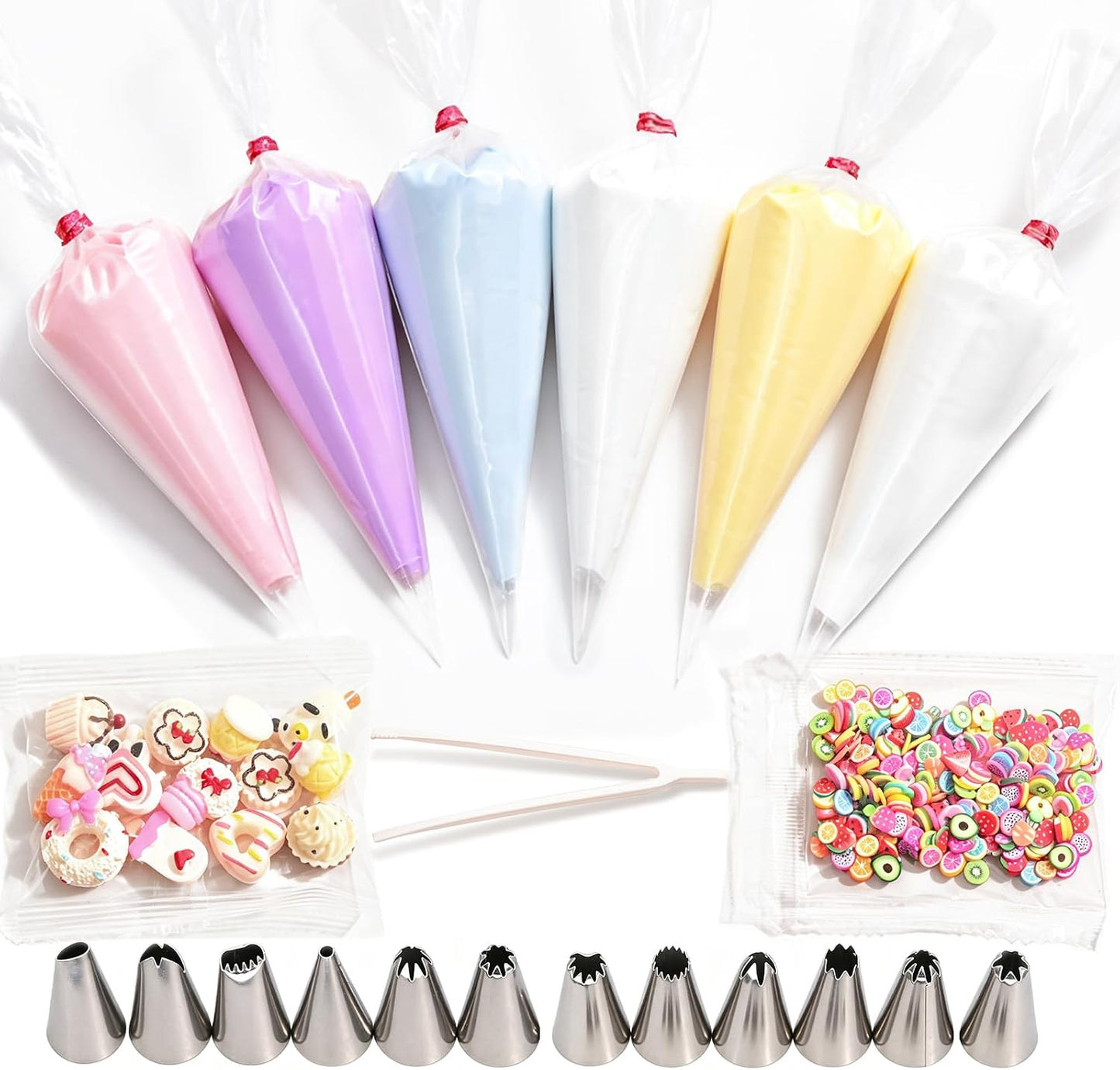 Decoden Cream Glue Clay Set with 12 Piping Tips DIY Phone Case Art Crafts