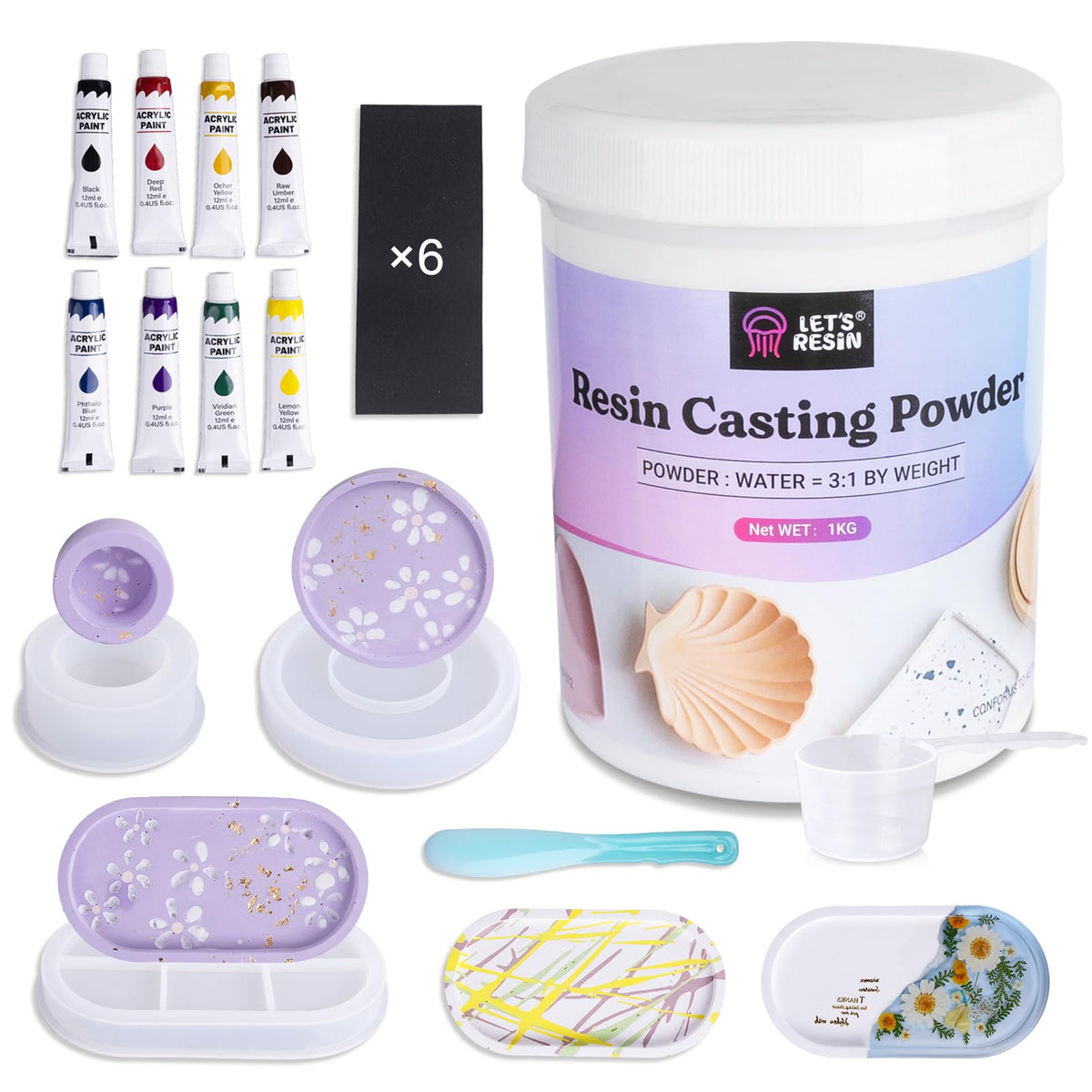 LET'S RESIN Resin Casting Powders 3000g,20~30 Minutes De-Mold Ceramic Resin