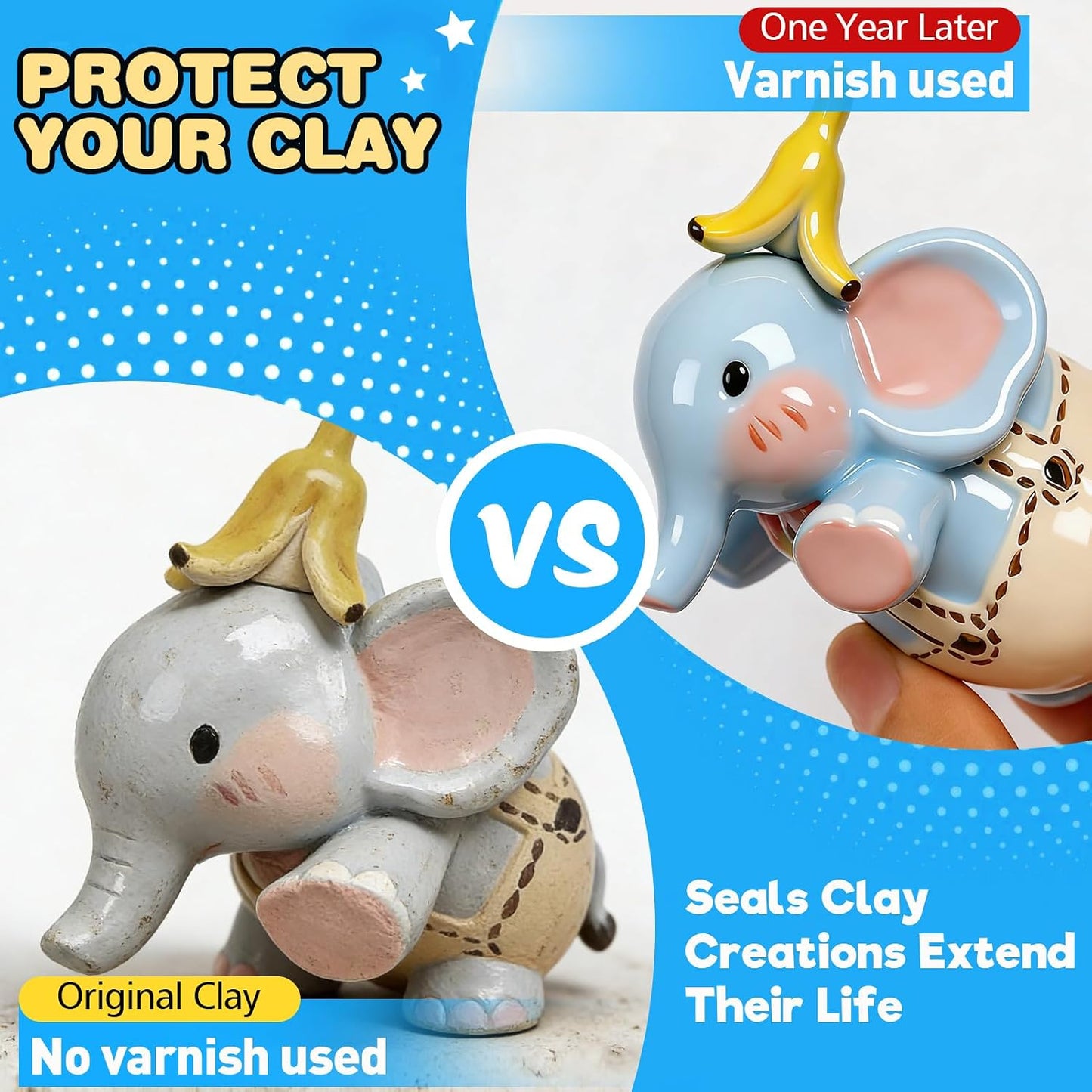 Air Dry Clay Glaze, 6.8 OZ/200ml High Gloss Varnish, Protective Sealant to Prevent Cracking & Scratching While Providing a Gloss Glaze Effect - for Ceramics, Wood, Acrylic Painting and Crafts (Gloss)